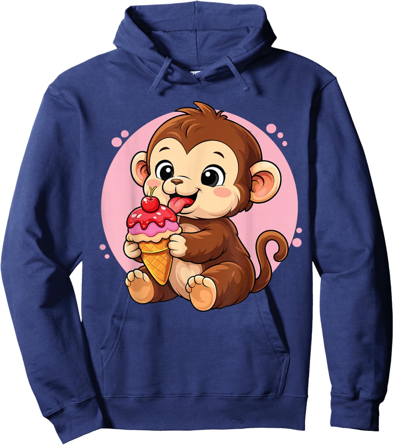 Monkey Eating Ice Cream Graphic Boys Girls Monkey Lover Hoodie - Hoodie | Navy