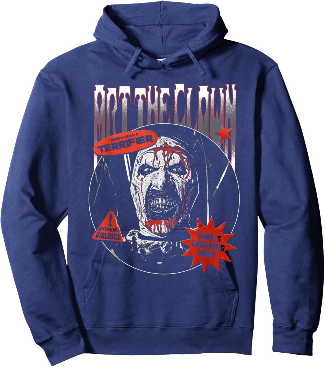 Terrifier Warning Stickers Art the Clown Horror Movie Hoodie - Hoodie | Navy