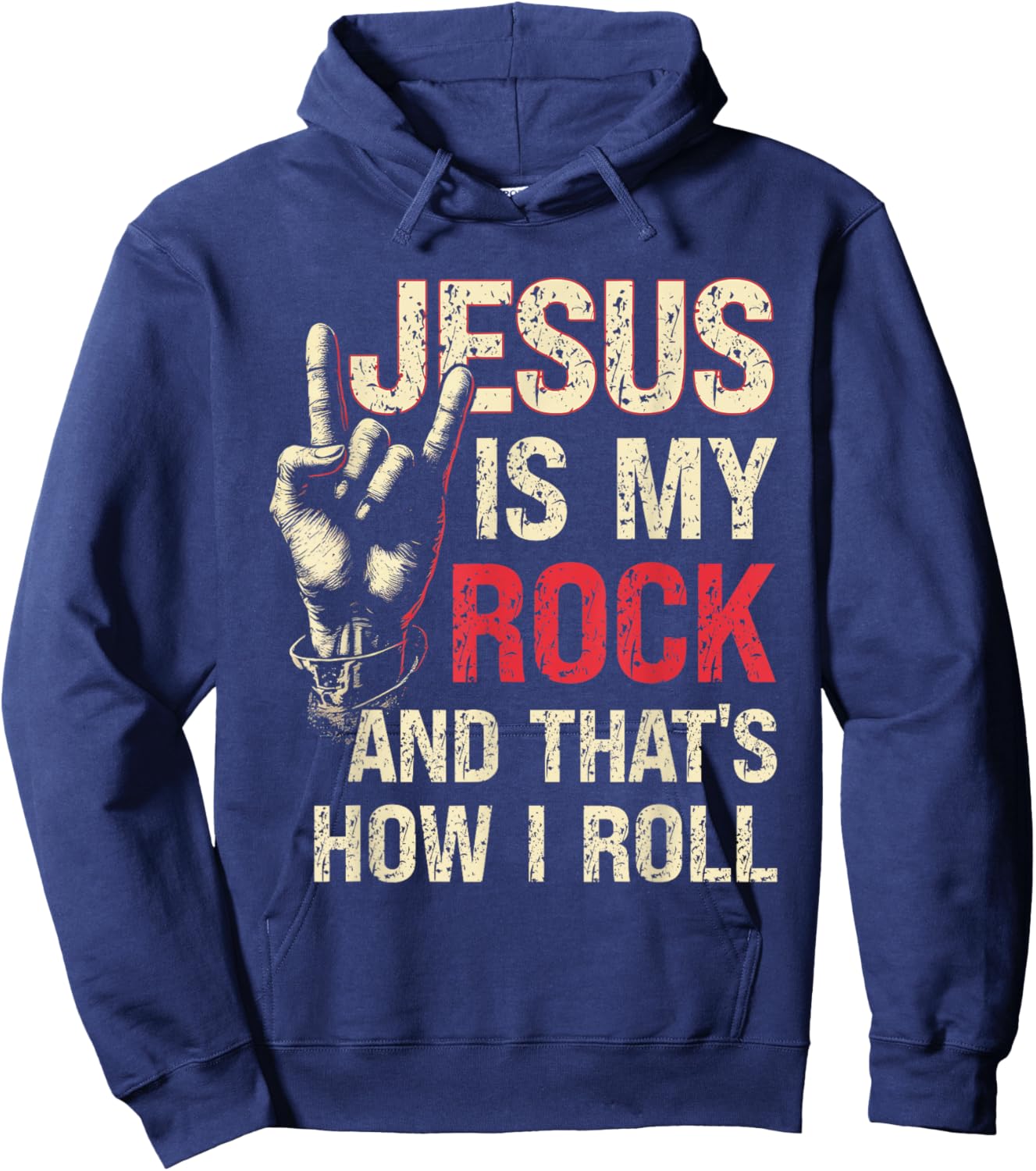 Jesus Is My Rock And That Is How I Roll Christian Guitarist Hoodie - Hoodie | Navy