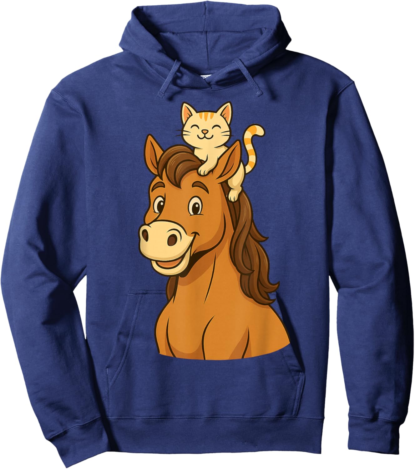 Cute Cat Riding Horse Hoodie - Hoodie | Navy