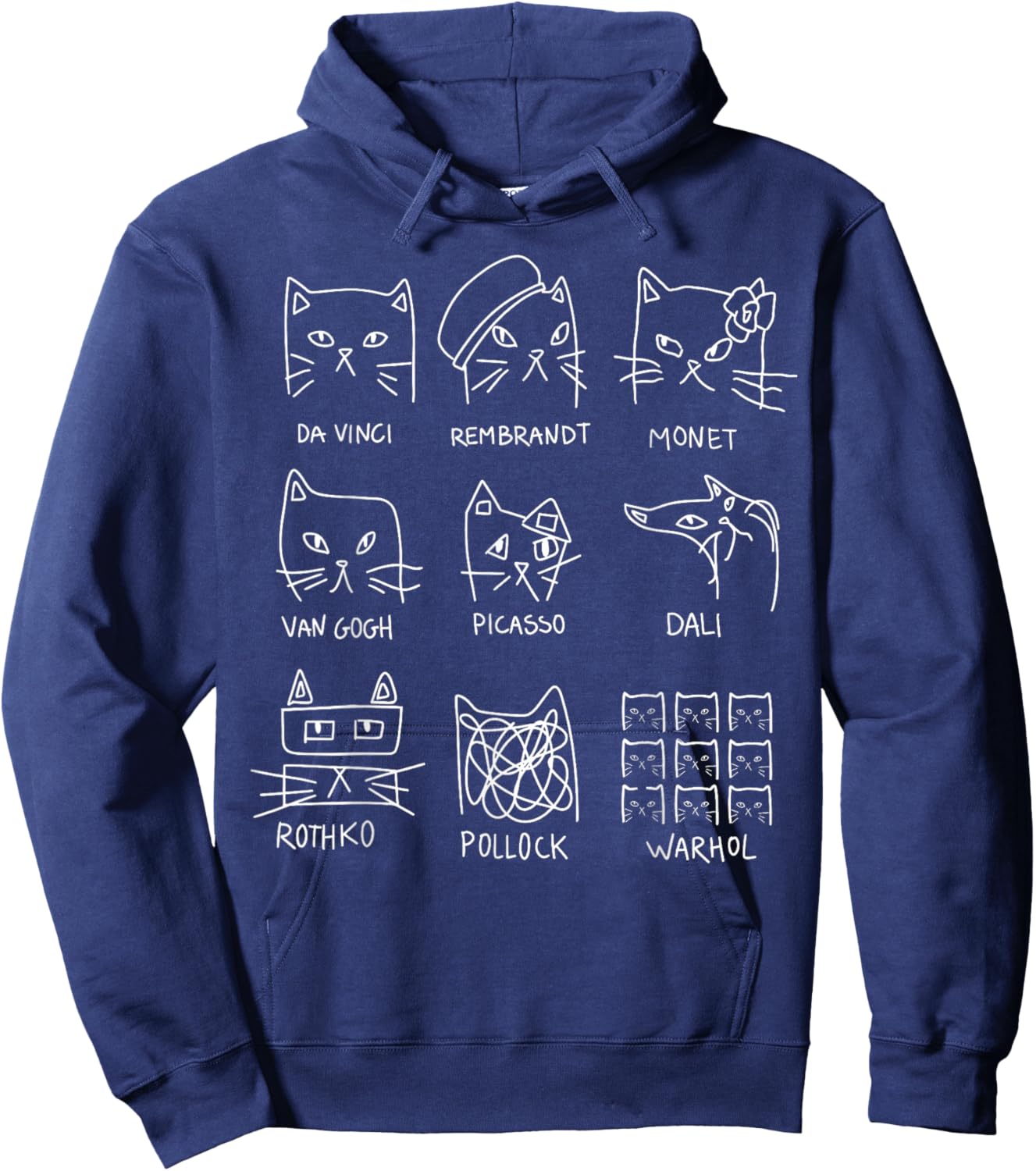 Artistic Cats Funny Cat Minimalist Illustration Art Teacher Hoodie - Hoodie | Navy