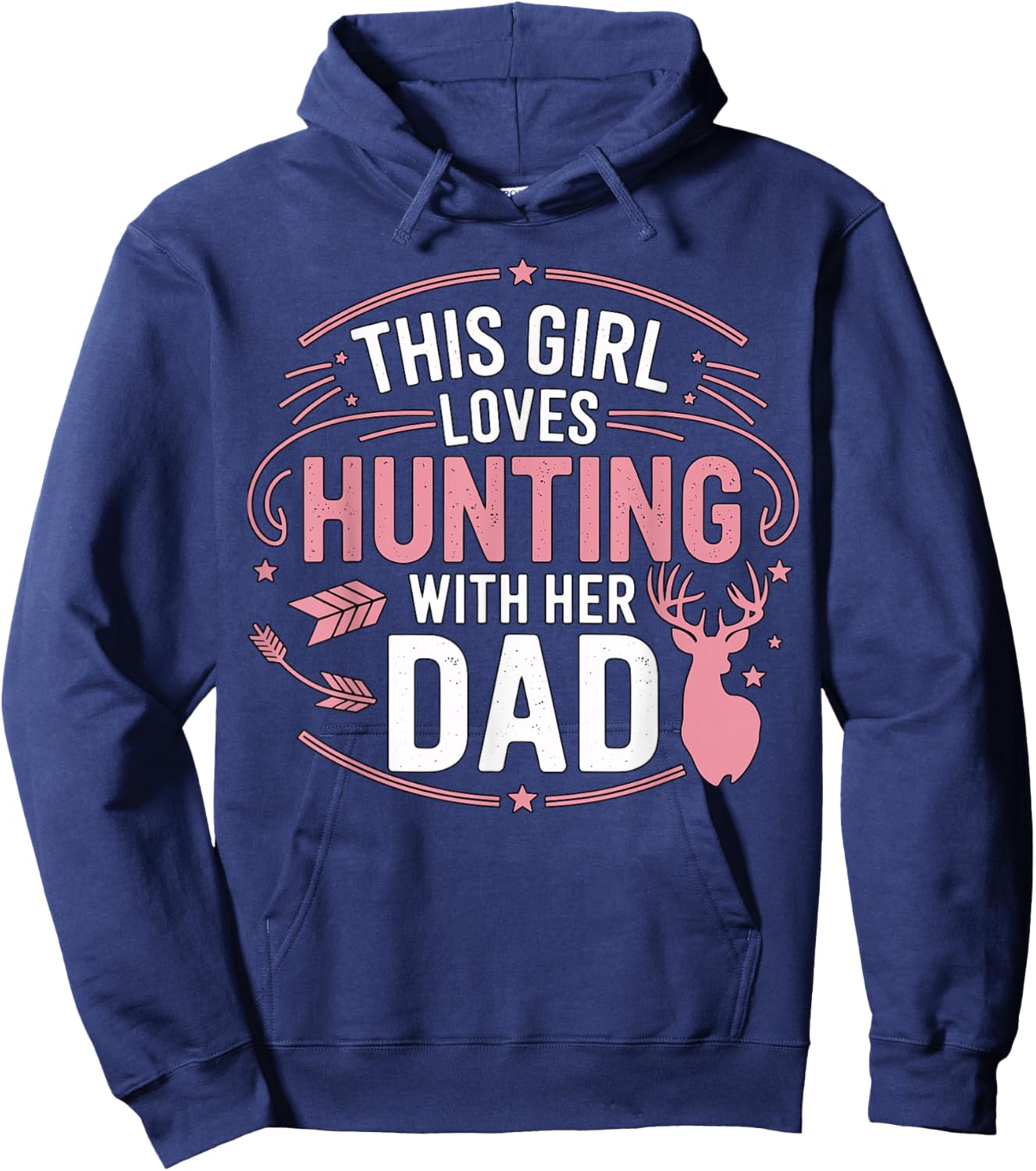 This Girl Loves Hunting with Her Dad Pink Deer Hunter Hoodie - Hoodie | Navy