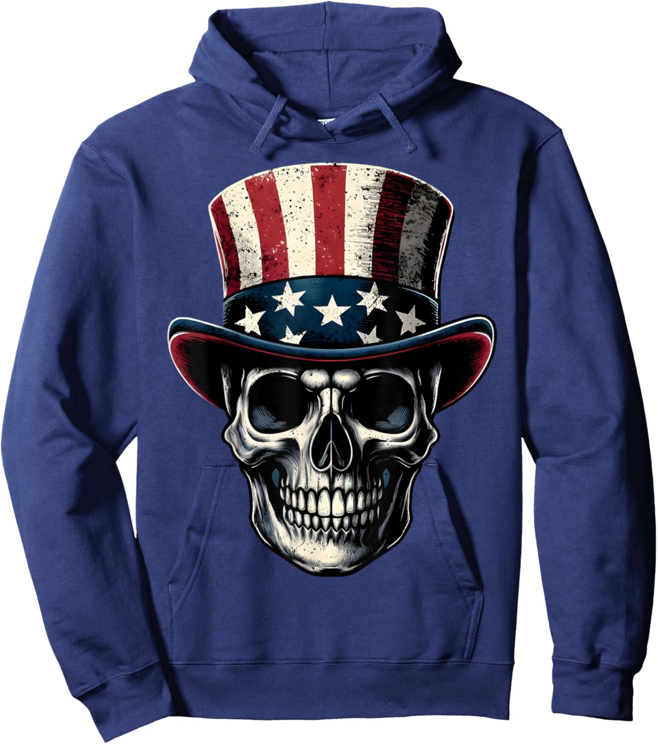 4th Of July Shirt American Flag Skull Skeleton Men Hoodie - Hoodie | Navy