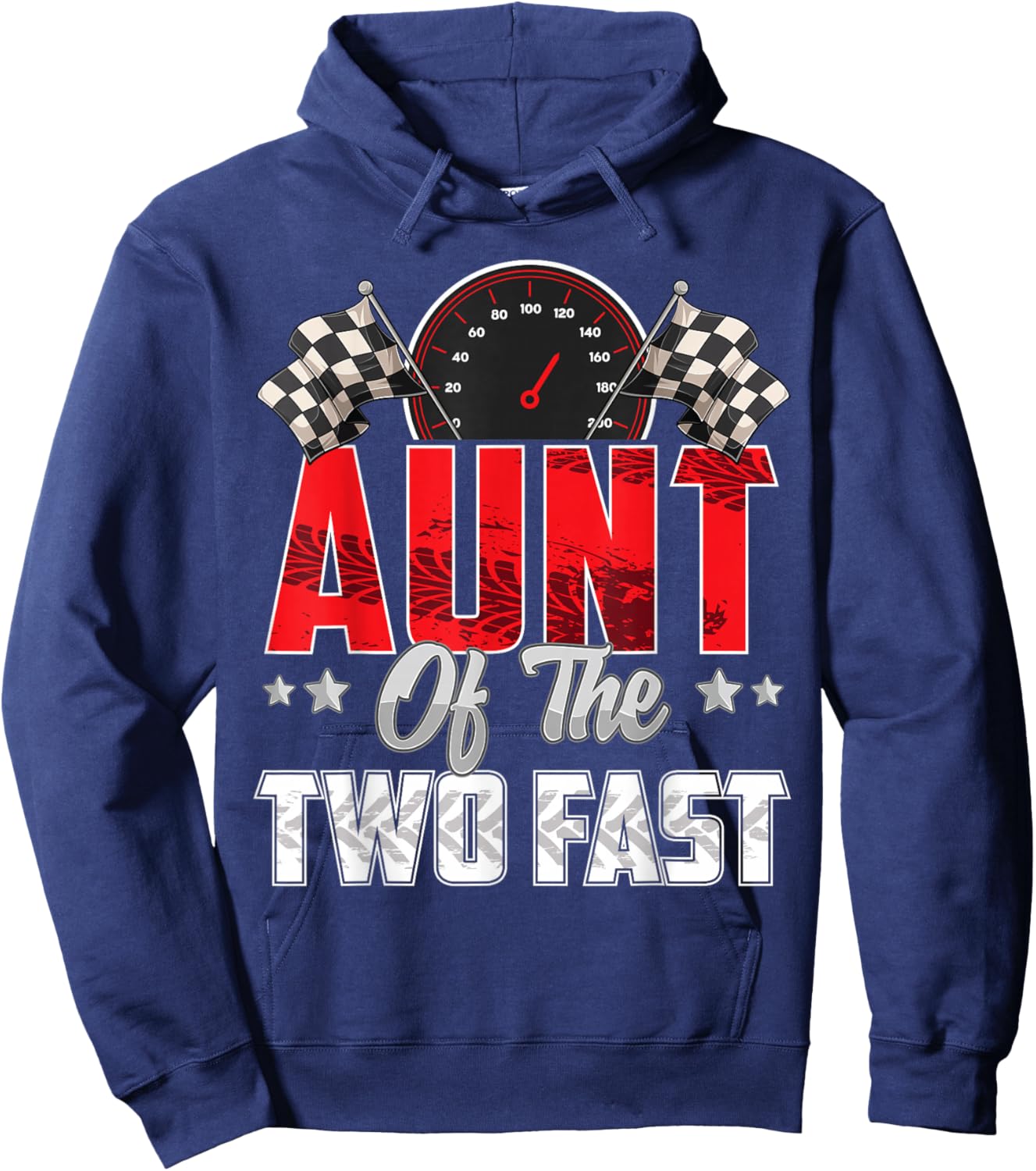 2 year old racing car two fast birthday 2nd Family Aunt Hoodie - Hoodie | Navy