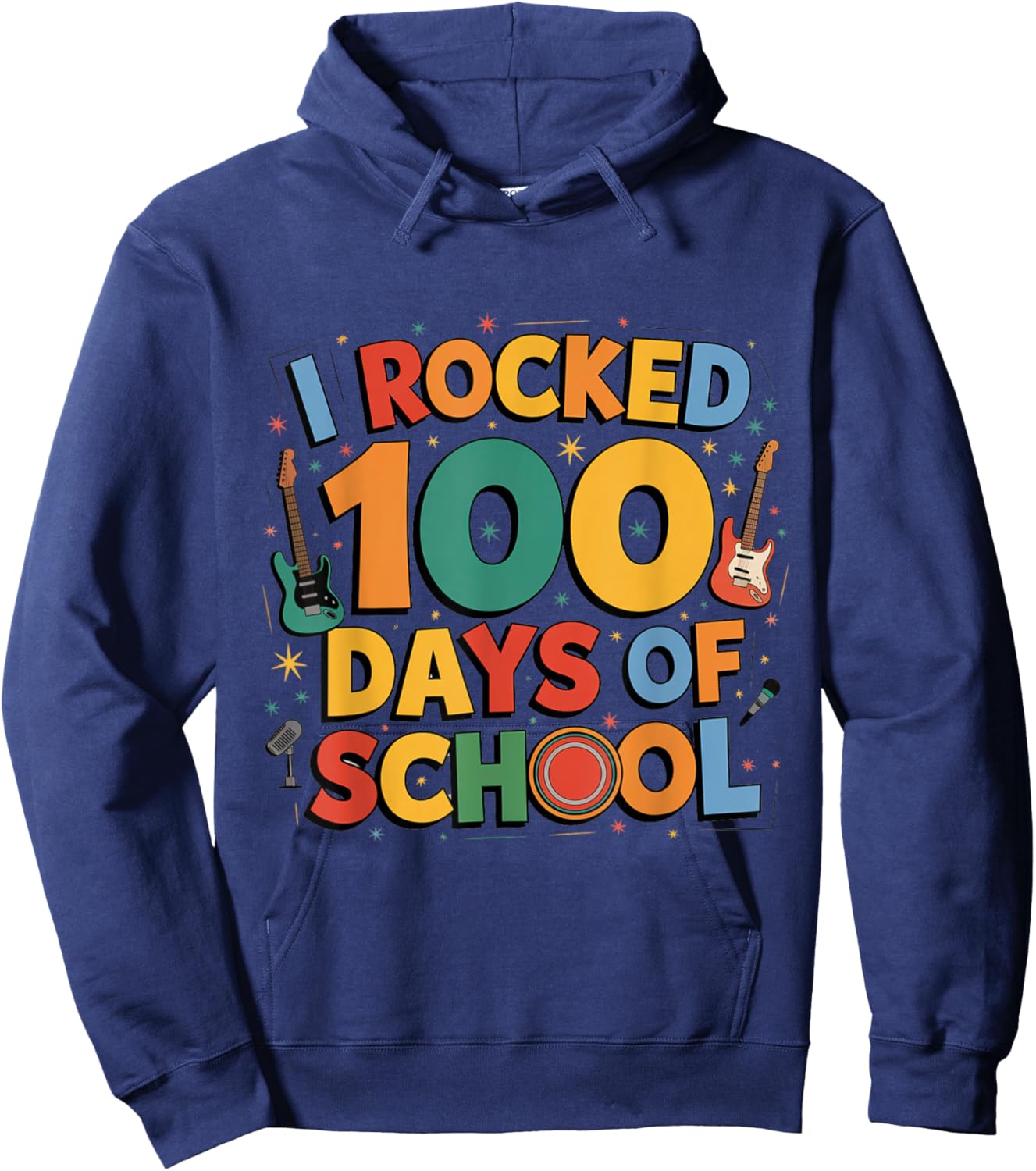 I rocked 100 days of school future rock star music 100th day Hoodie - Hoodie | Navy