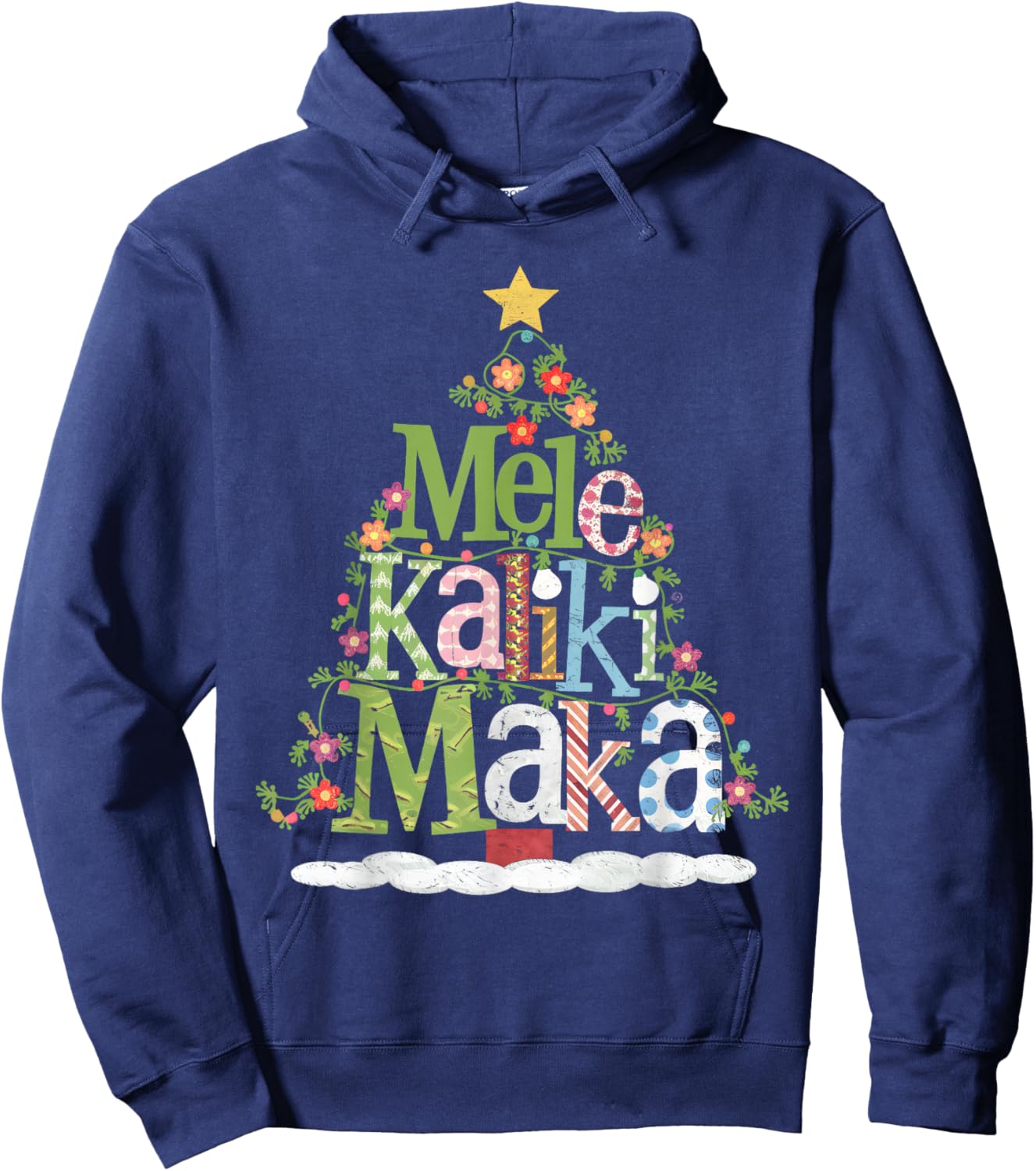 Mele Kalikimaka Tropical Christmas Hawaiian Santa Xmas Tree Hoodie - Hoodie | Navy
