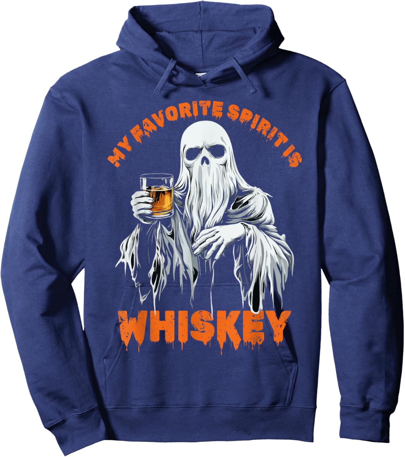 My Favorite Spirit Is Whiskey Halloween Ghost Costume Hoodie - Hoodie | Navy