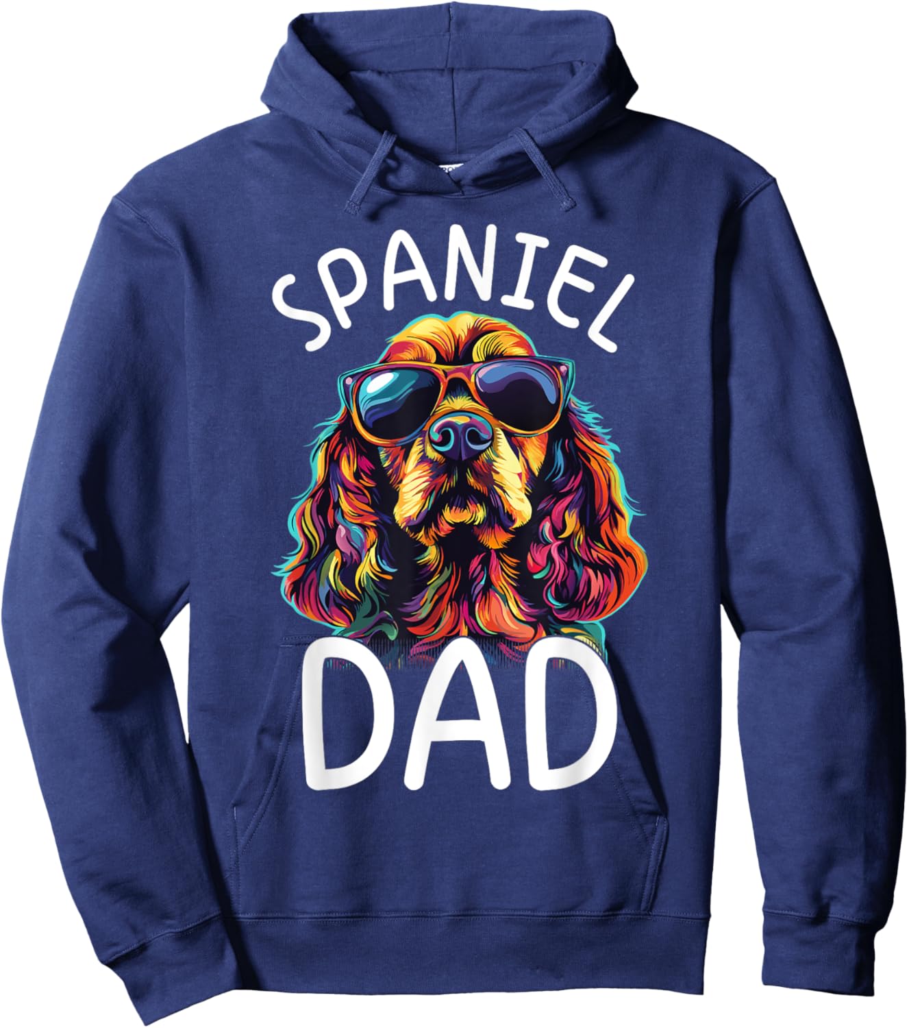 Cocker Spaniel Lovers Color Pop Art Cocker Spaniel Dad Hoodie - Hoodie | Navy