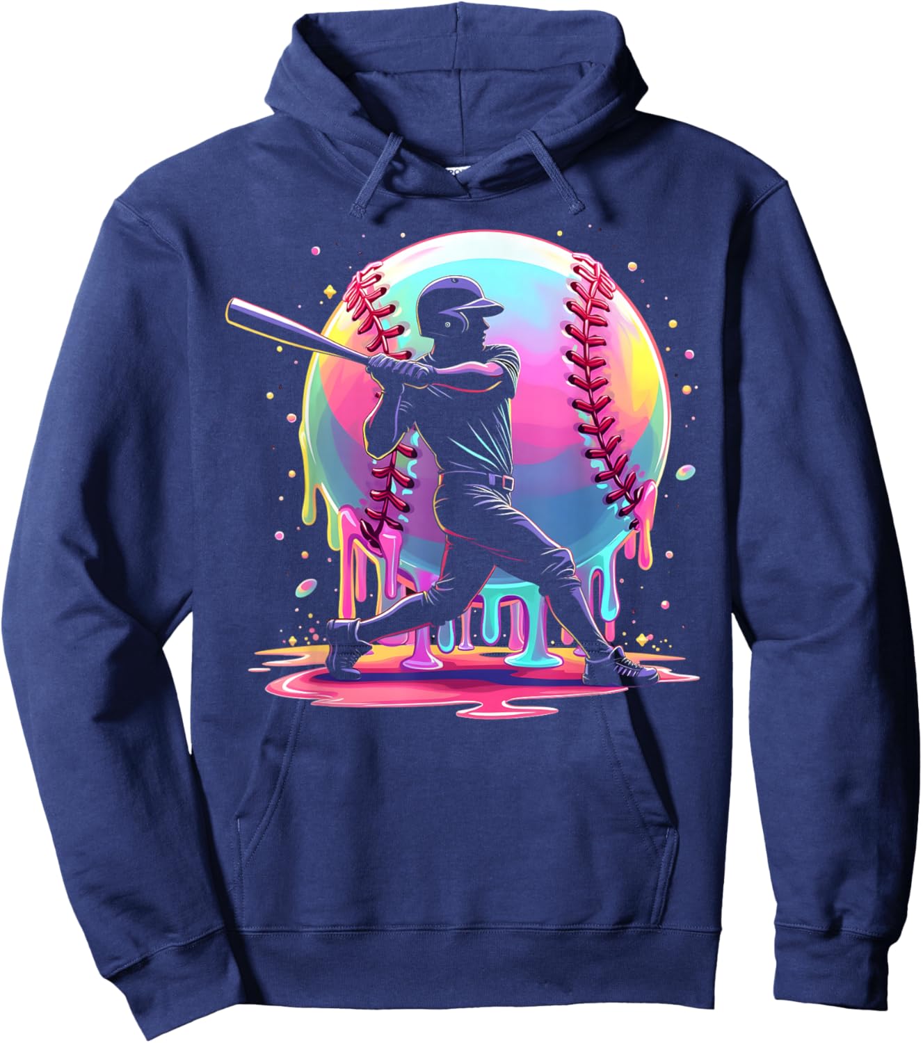 Baseball Drip Boys Men Ice Cream Drip Baseball Player Sports Hoodie - Hoodie | Navy