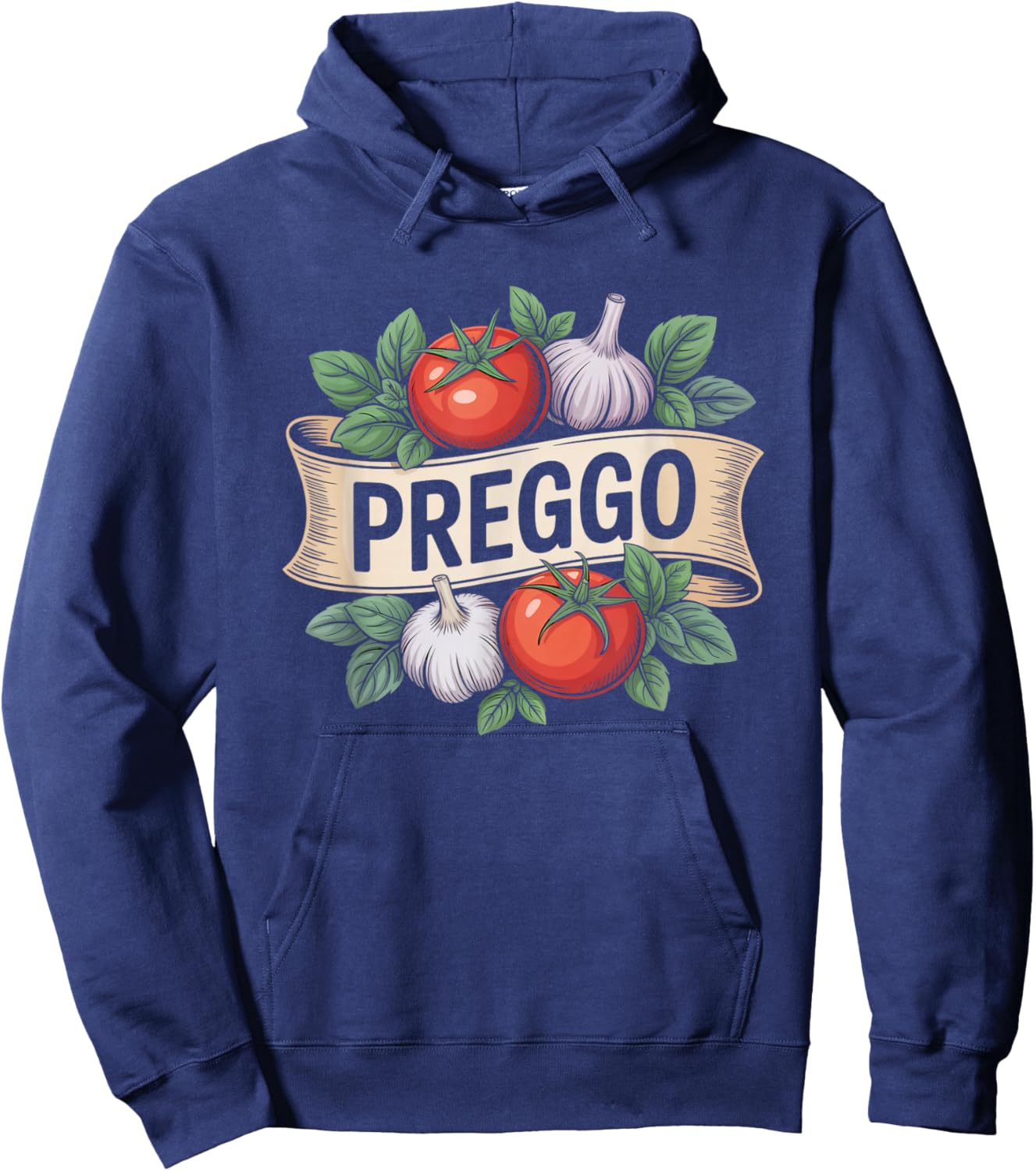 Pregnancy Announcement Prego Pasta Sauce Funny Preggo Hoodie - Hoodie | Navy