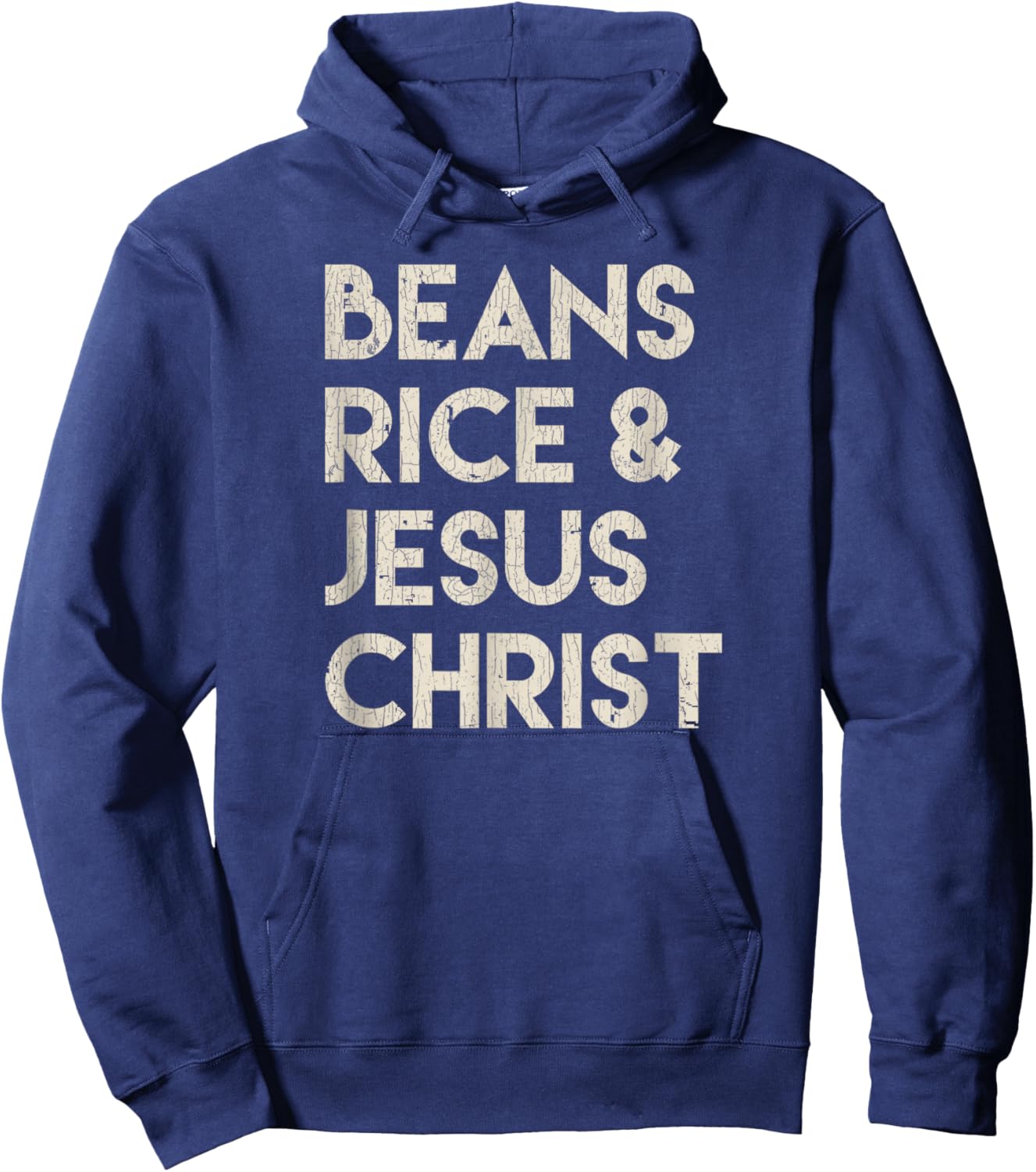 Vintage Retro Beans Rice & Jesus Christ Hoodie - Hoodie | Navy