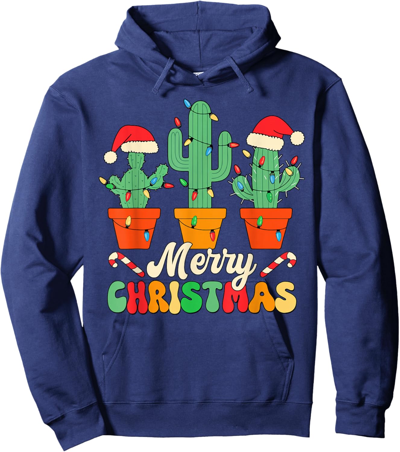 Christmas Cactus Cute Succulent Plant Xmas Men Women Kids Hoodie - Hoodie | Navy