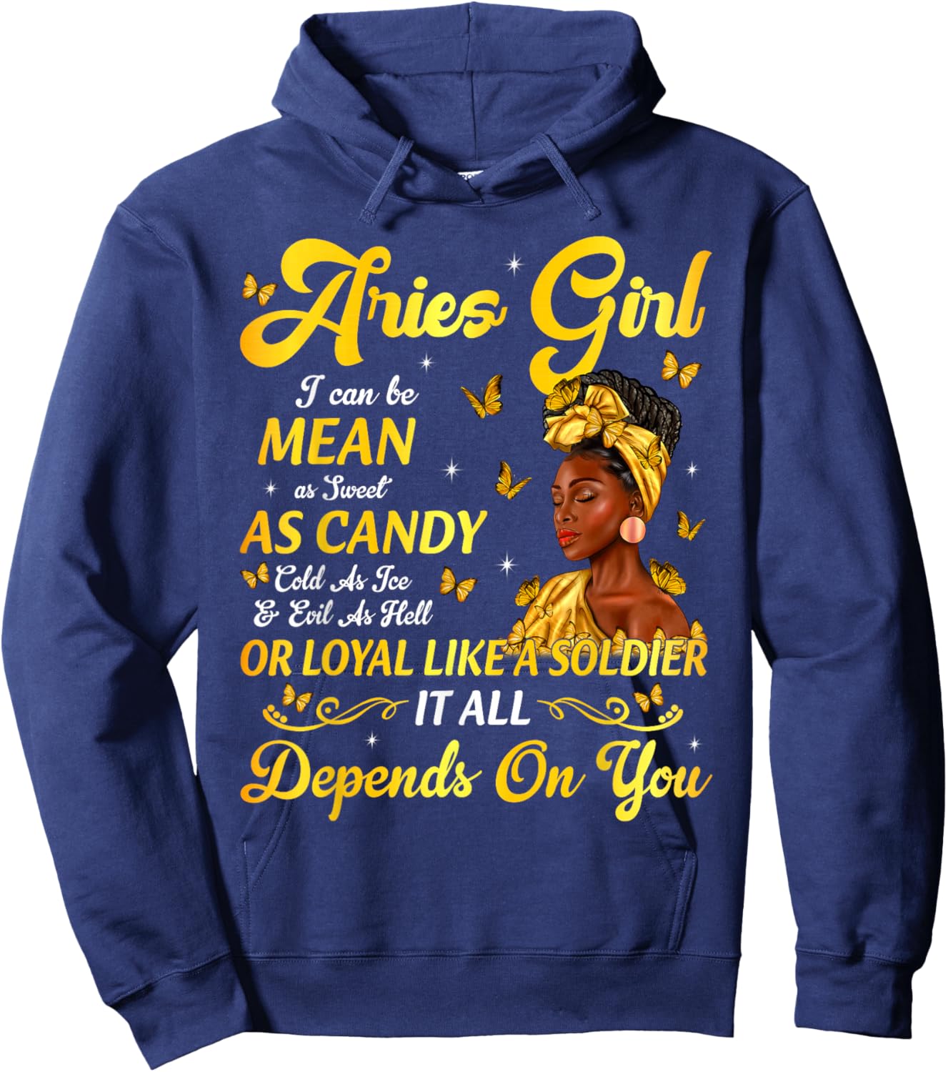 African American Birthday Black Women Aries Girl Hoodie - Hoodie | Navy