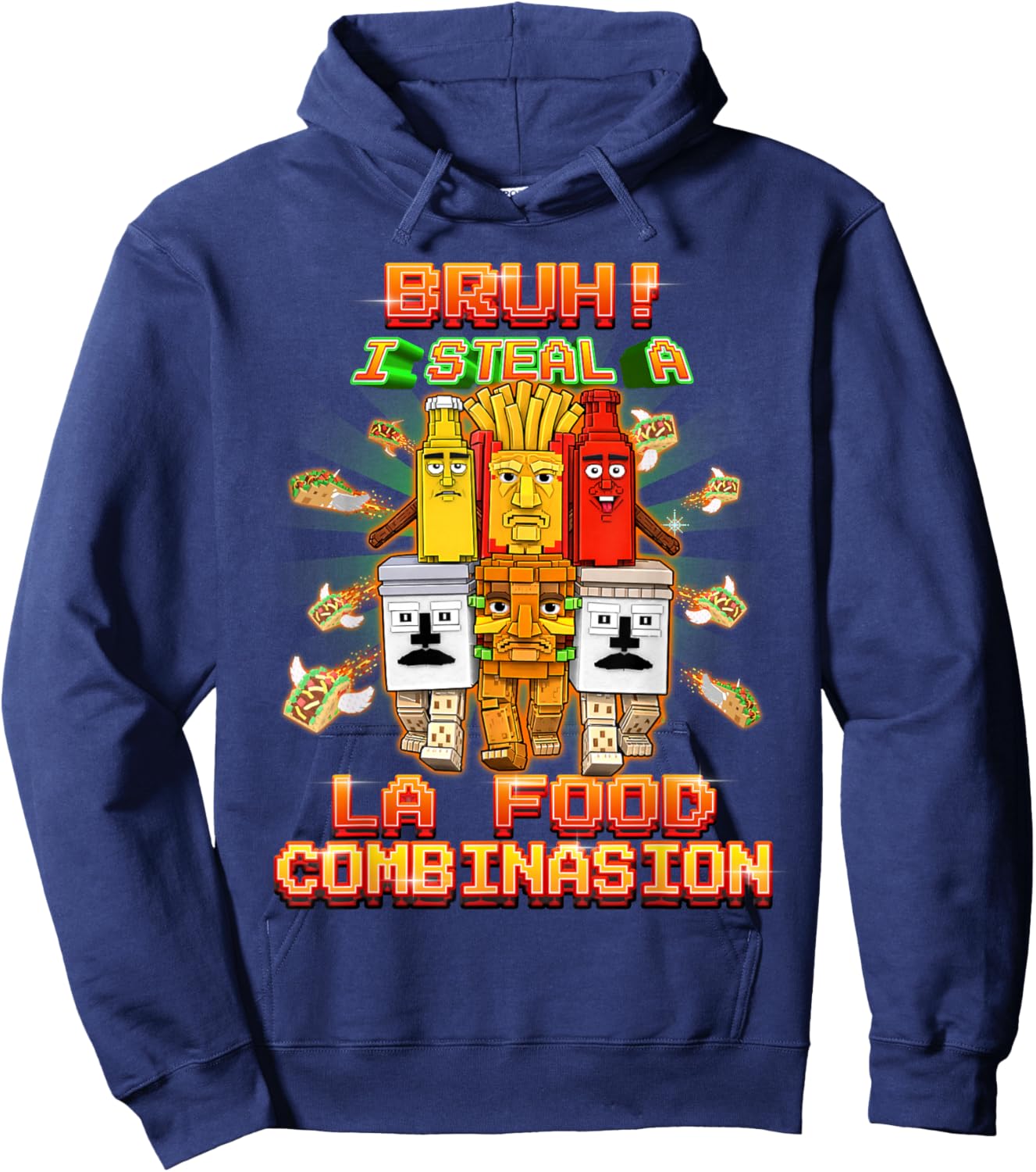 Funny La Food Combination Brainrot for Boys Kids Teens Hoodie - Hoodie | Navy