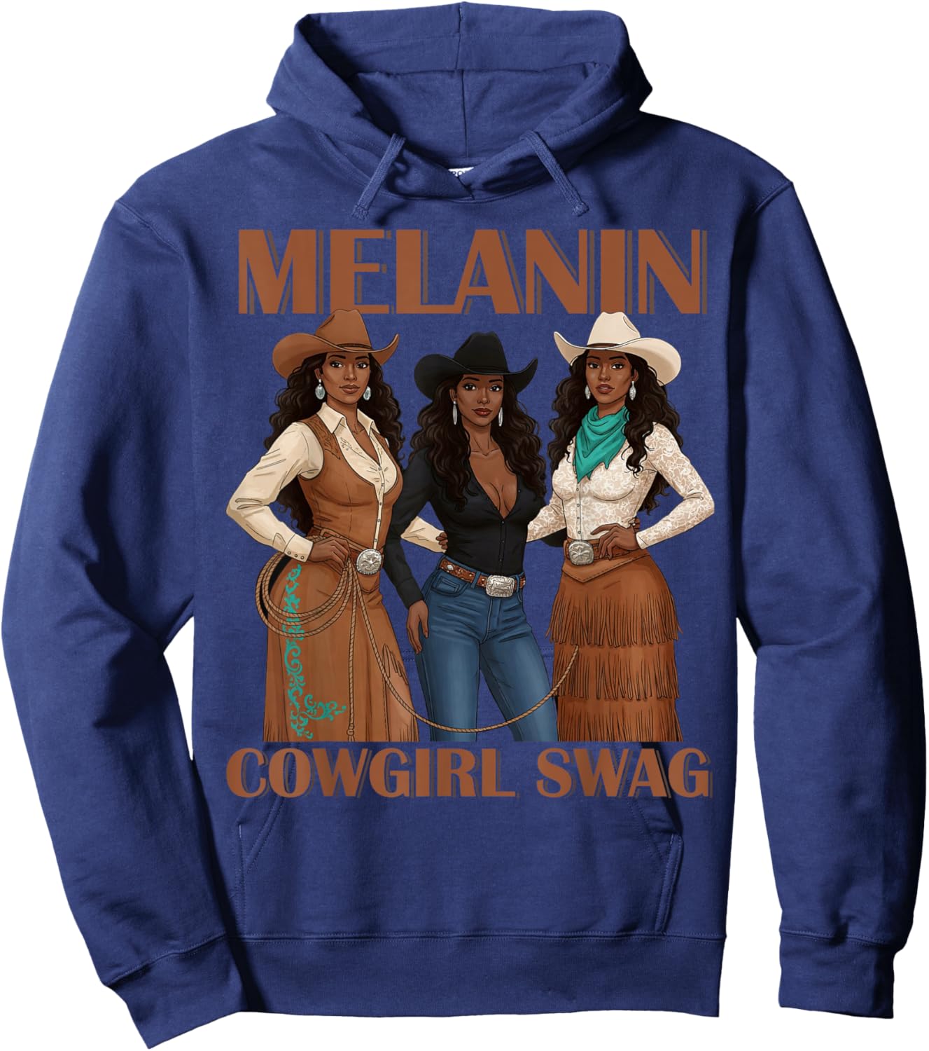 Let's Go Girls Retro Western Country Melanin Cowgirl Swag Hoodie - Hoodie | Navy