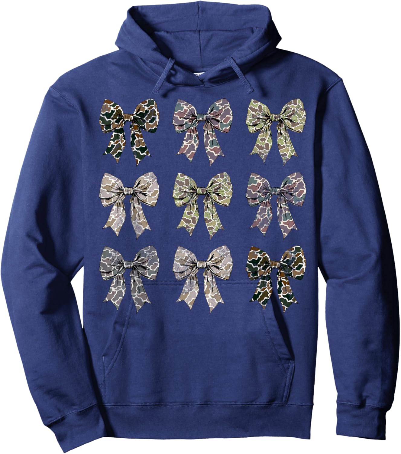 Camo Coquette Bow Duck Hunting Camouflage Girls Women Hoodie - Hoodie | Navy