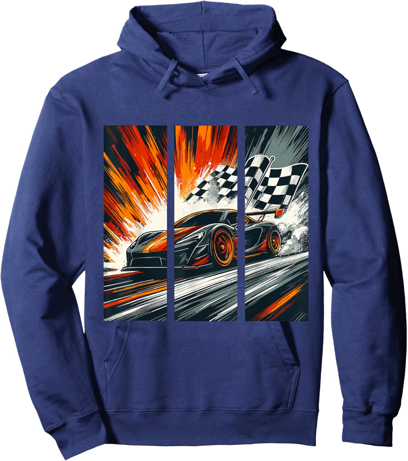 Vintage Racing Speed Extreme Sports Car Racer Hoodie - Hoodie | Navy