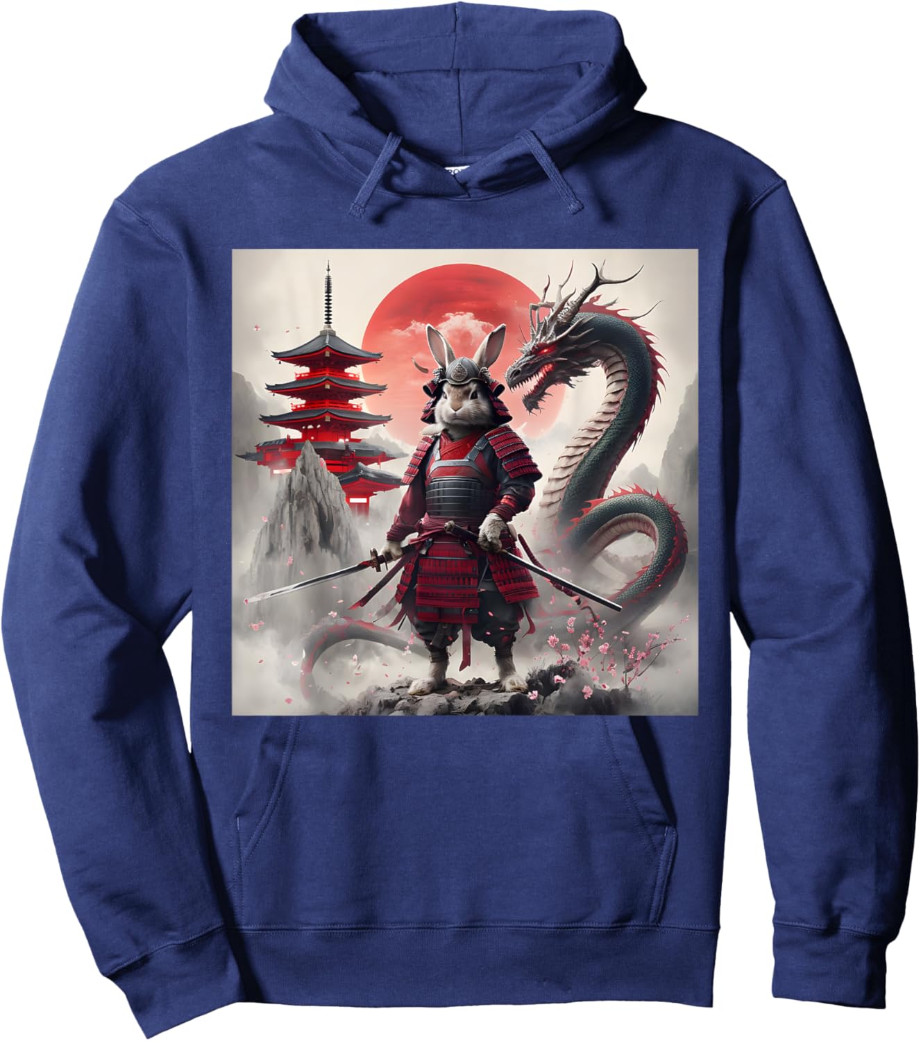 Samurai Bunny Rabbit Warrior Japanese Rabbit Ninja Easter Hoodie - Hoodie | Navy