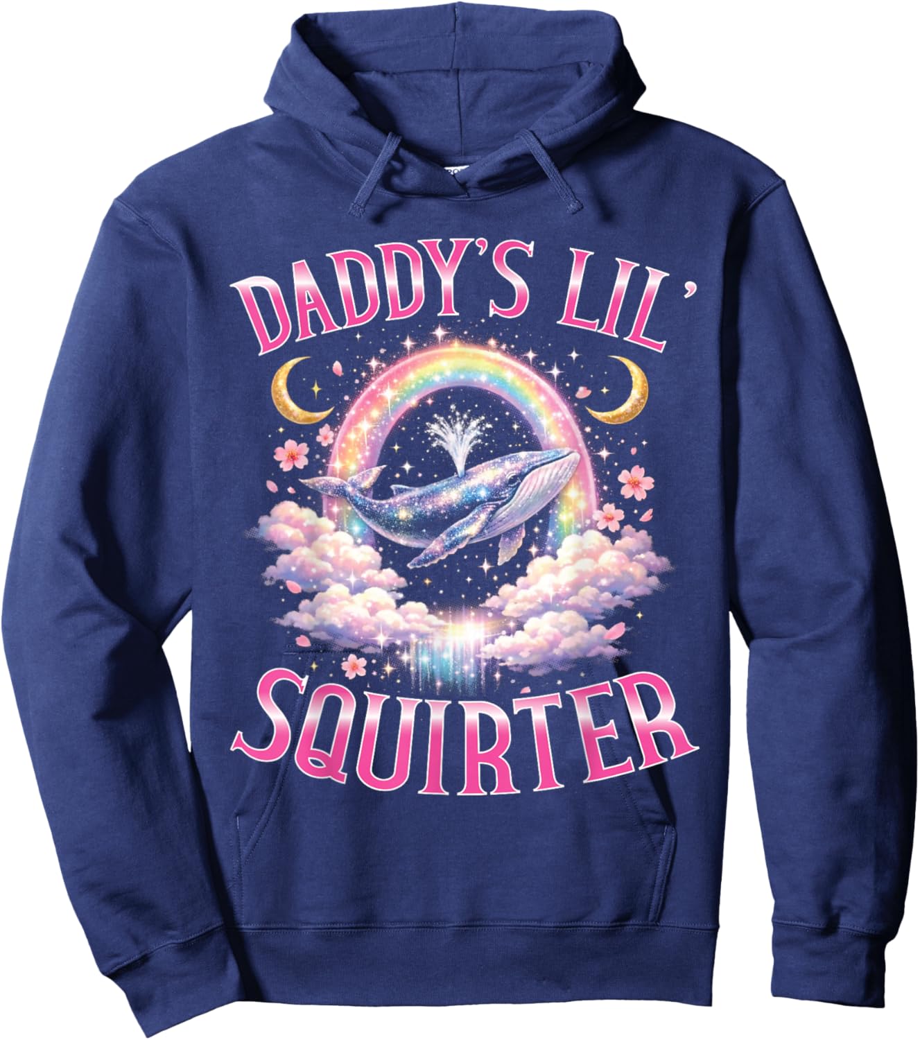 Daddy's Lil' Squirter Whale Rainbow Bootleg y2k Hoodie - Hoodie | Navy