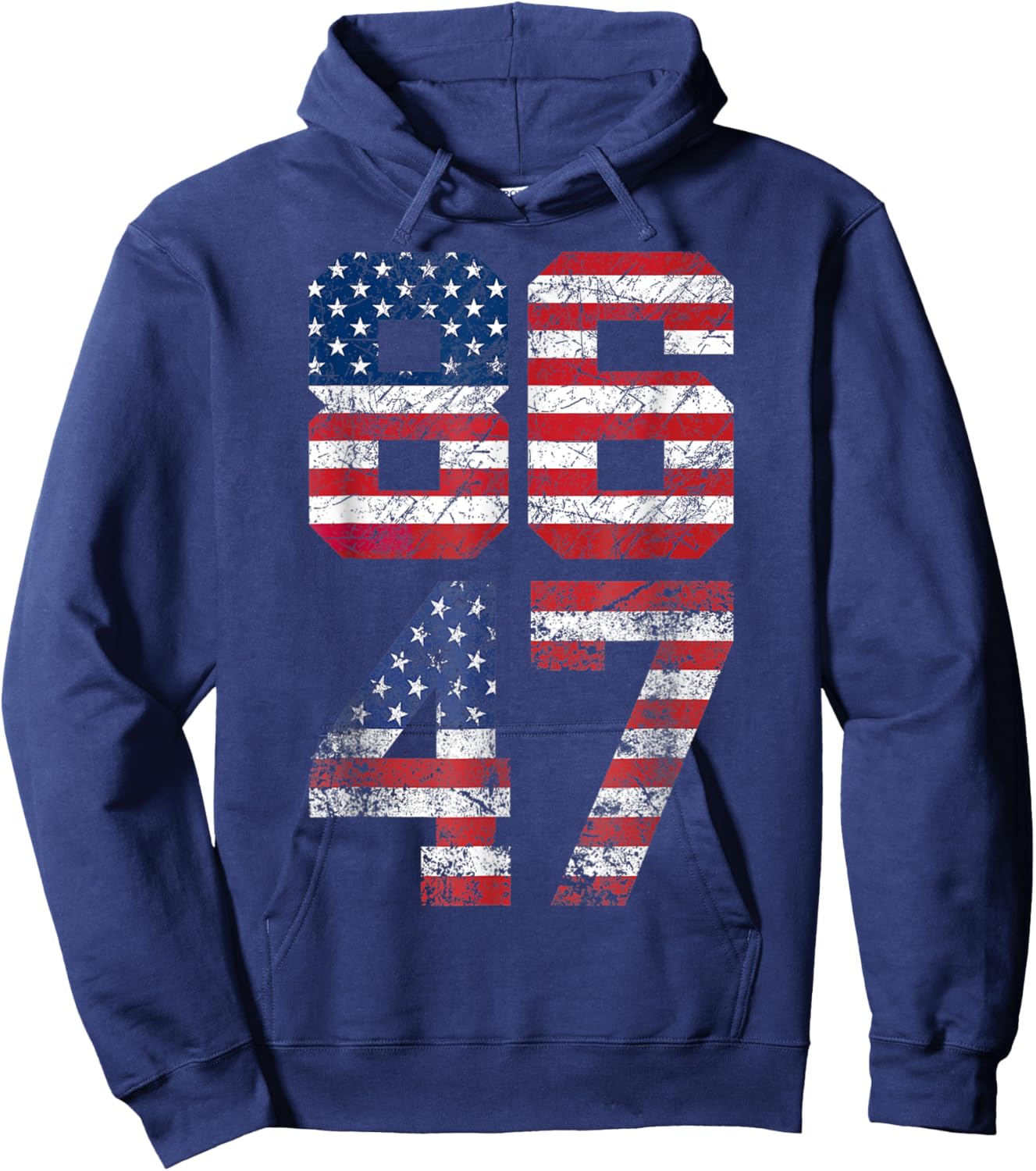 8647 Anti Trump 86 47 Retro Anti-Trump US Flag Impeach 47 US Hoodie - Hoodie | Navy