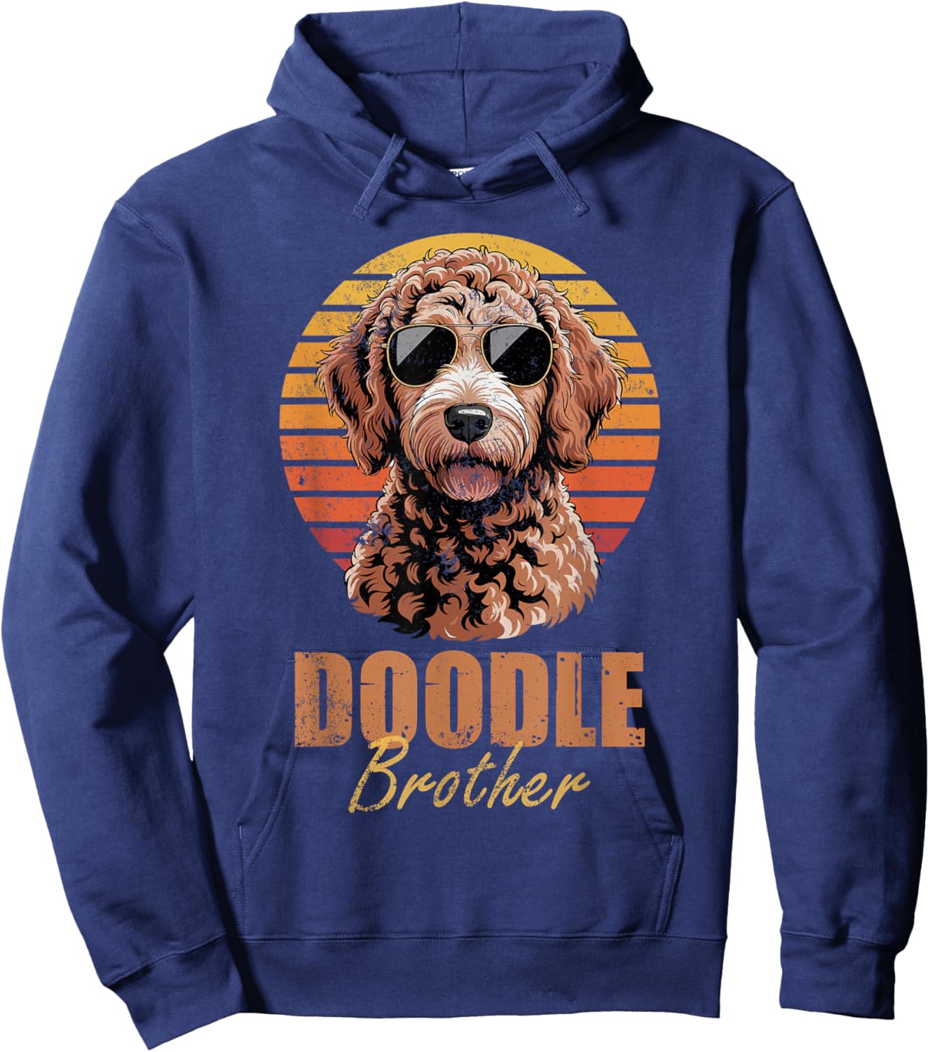 Cool Retro Doodle Brother Funny Vintage Dog Lover Hoodie - Hoodie | Navy