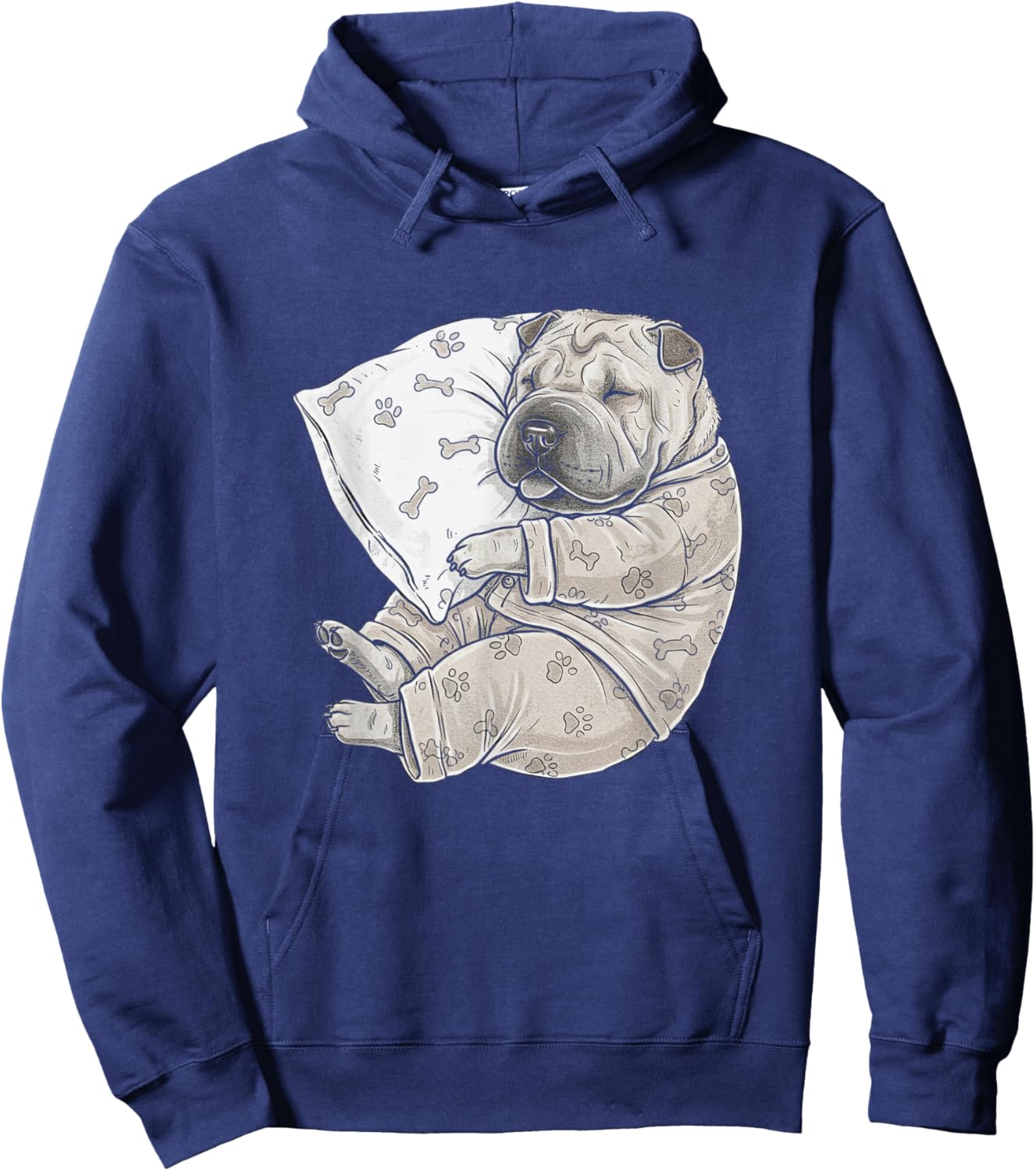 Funny Sleepy Chinese Shar Pei Pajama Men Women Kids Hoodie - Hoodie | Navy