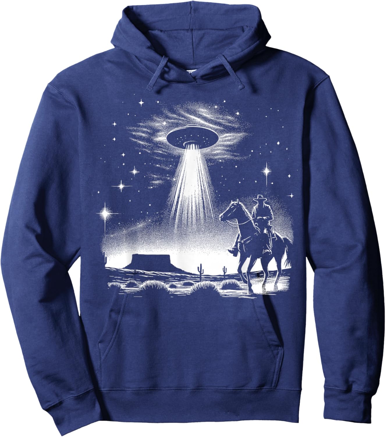 Retro Cowboy UFO Desert Encounter Vintage Sci-Fi Hoodie - Hoodie | Navy
