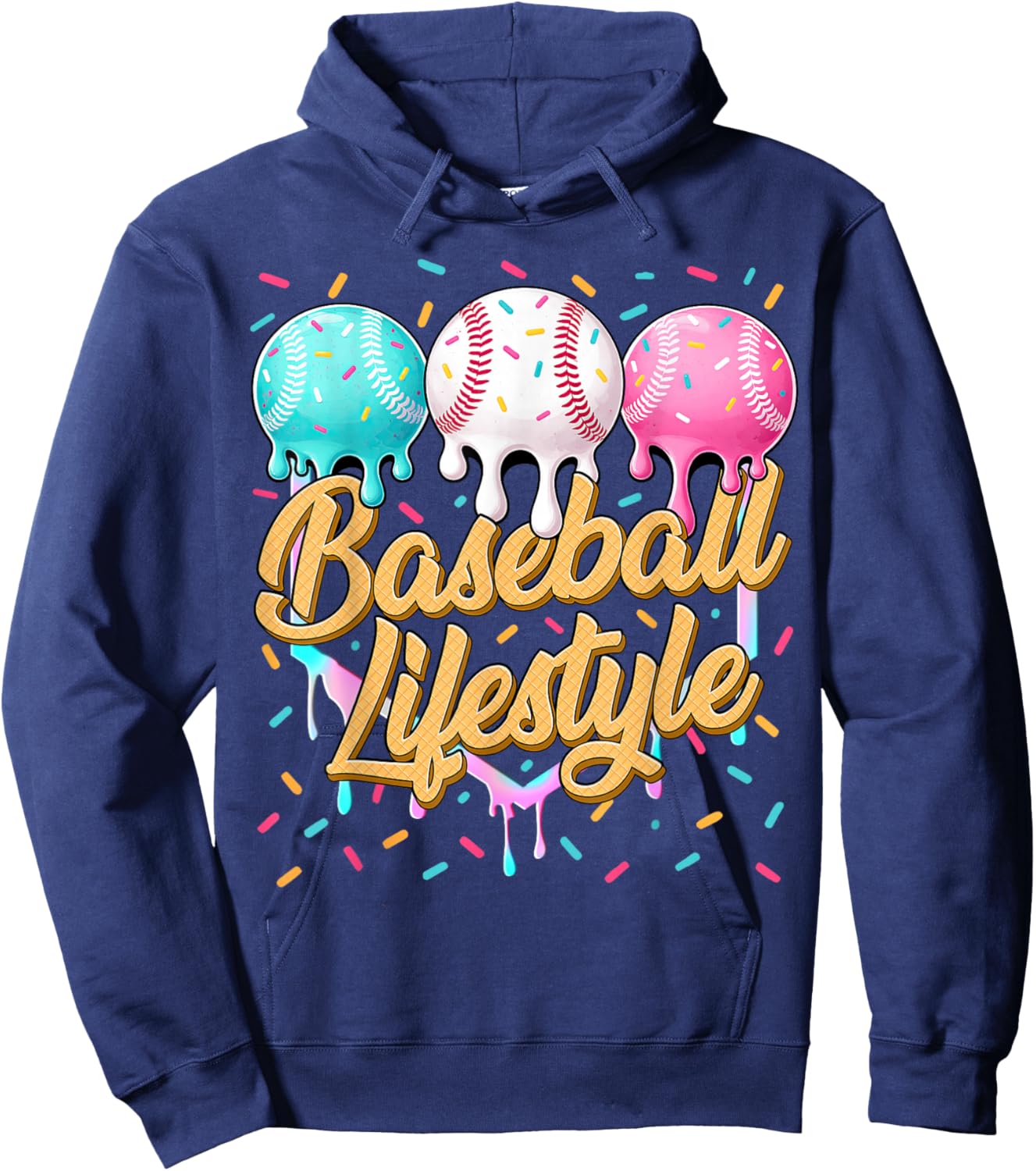 Baseball Life Style Drip Baseball Shirts Youth Boys Kids Hoodie - Hoodie | Navy