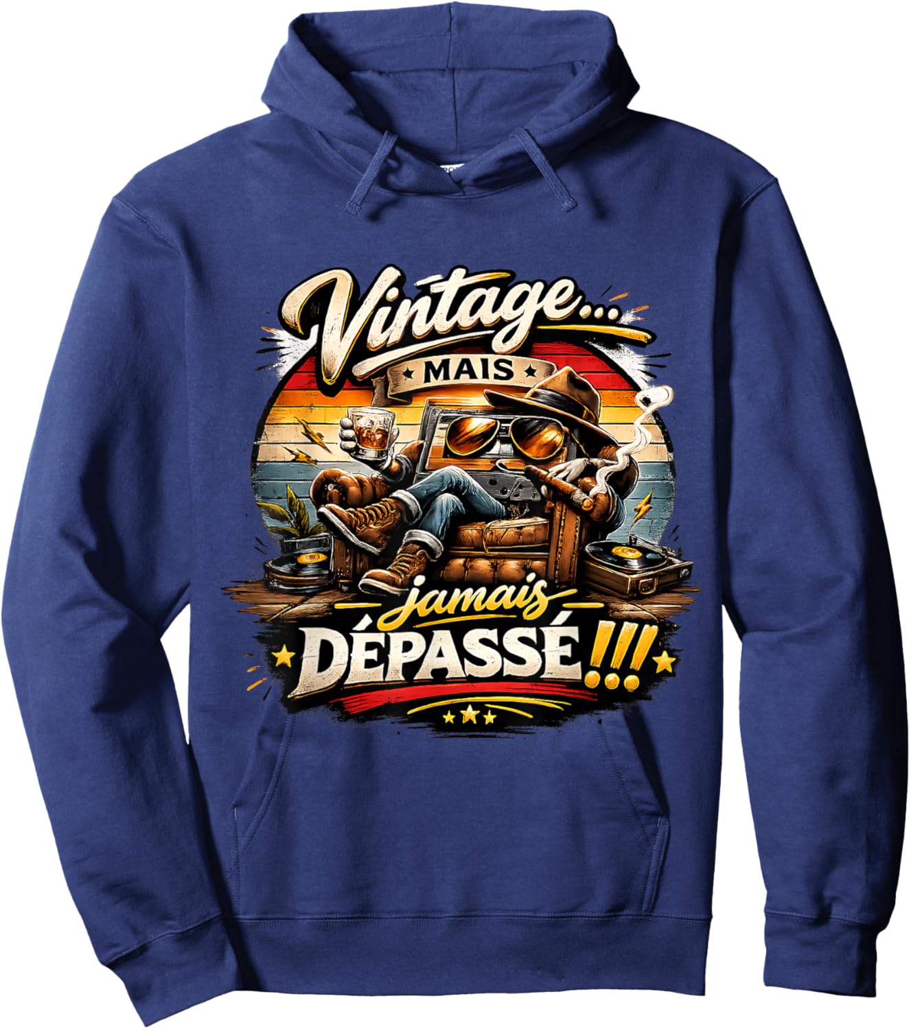Cadeau Anniversaire Homme Original Vintage jamais dépassé Hoodie - Hoodie | Navy