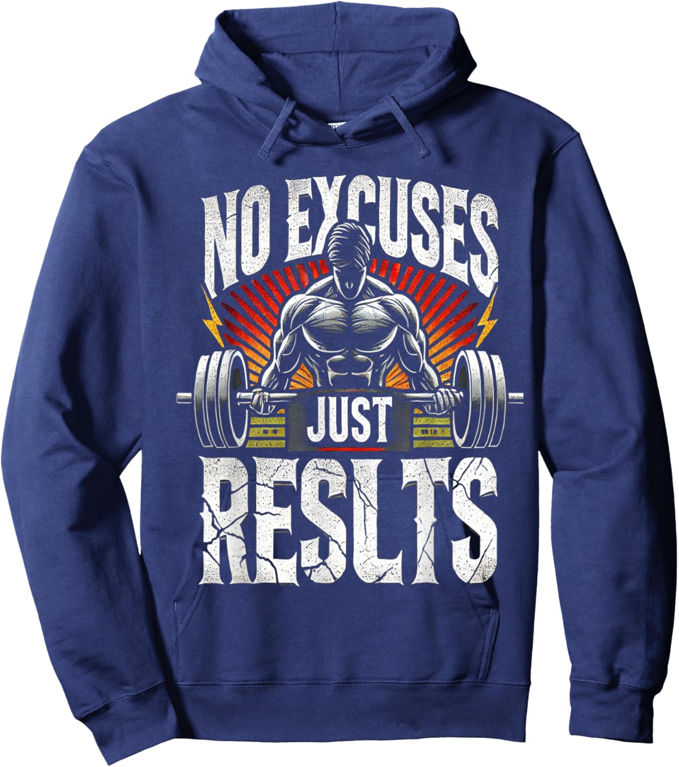 No Excuses Just Results - Gym Motivation Workout Quote Hoodie - Hoodie | Navy