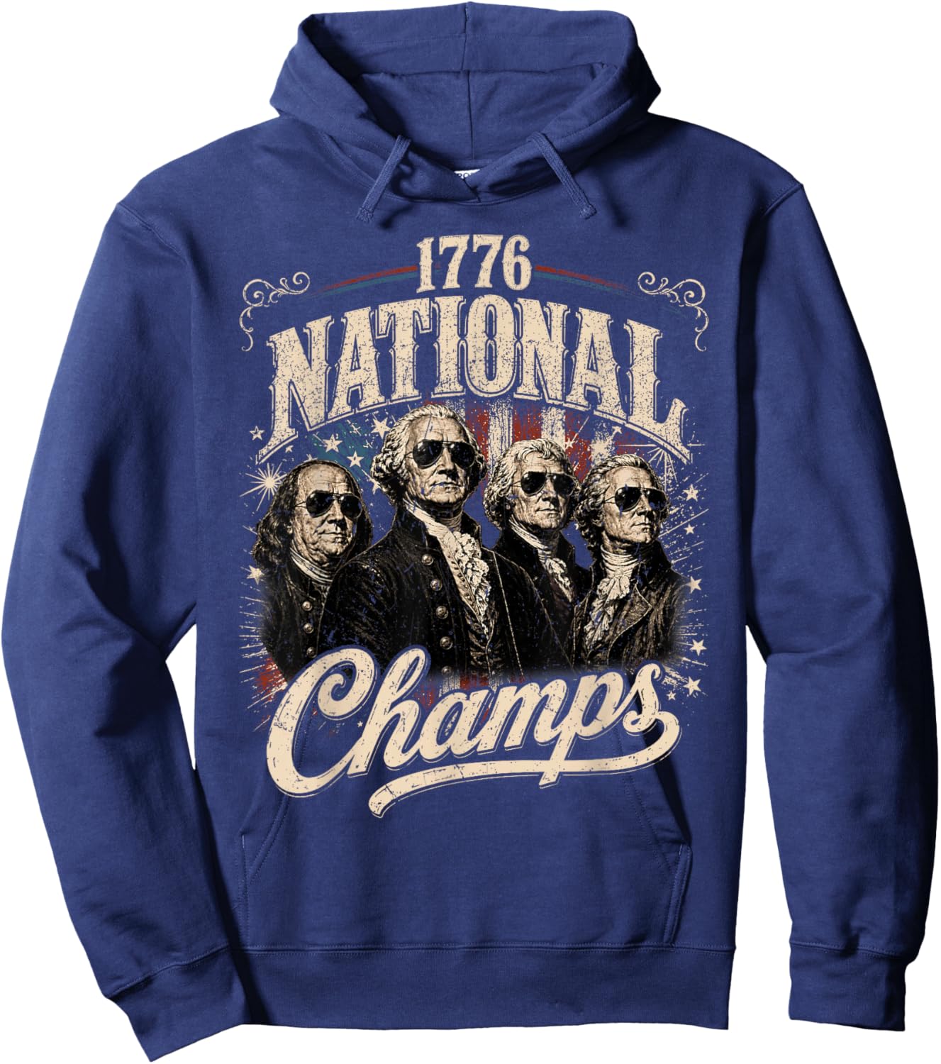 1776 National Champs Funny Patriotic America Founding Father Hoodie - Hoodie | Navy