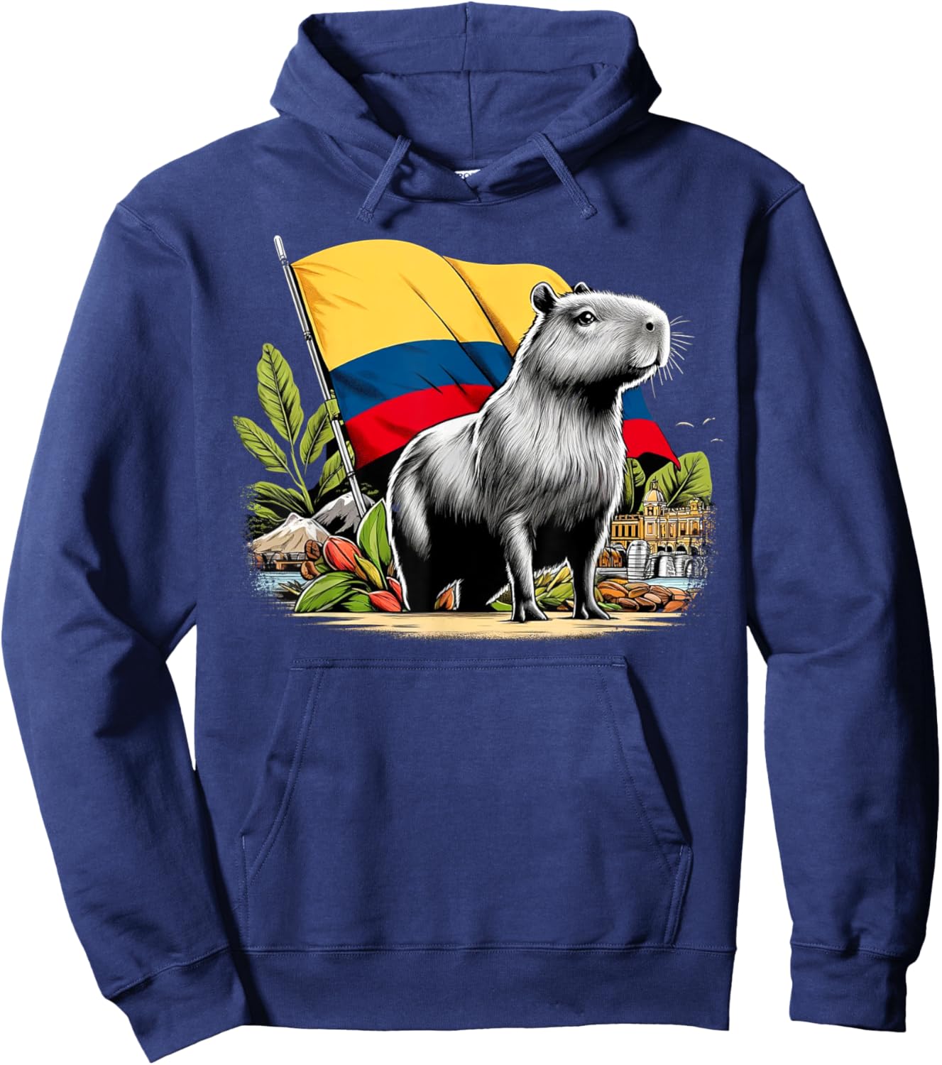 Proud Colombian Capybara Colombia Flag - National Day Hoodie - Hoodie | Navy