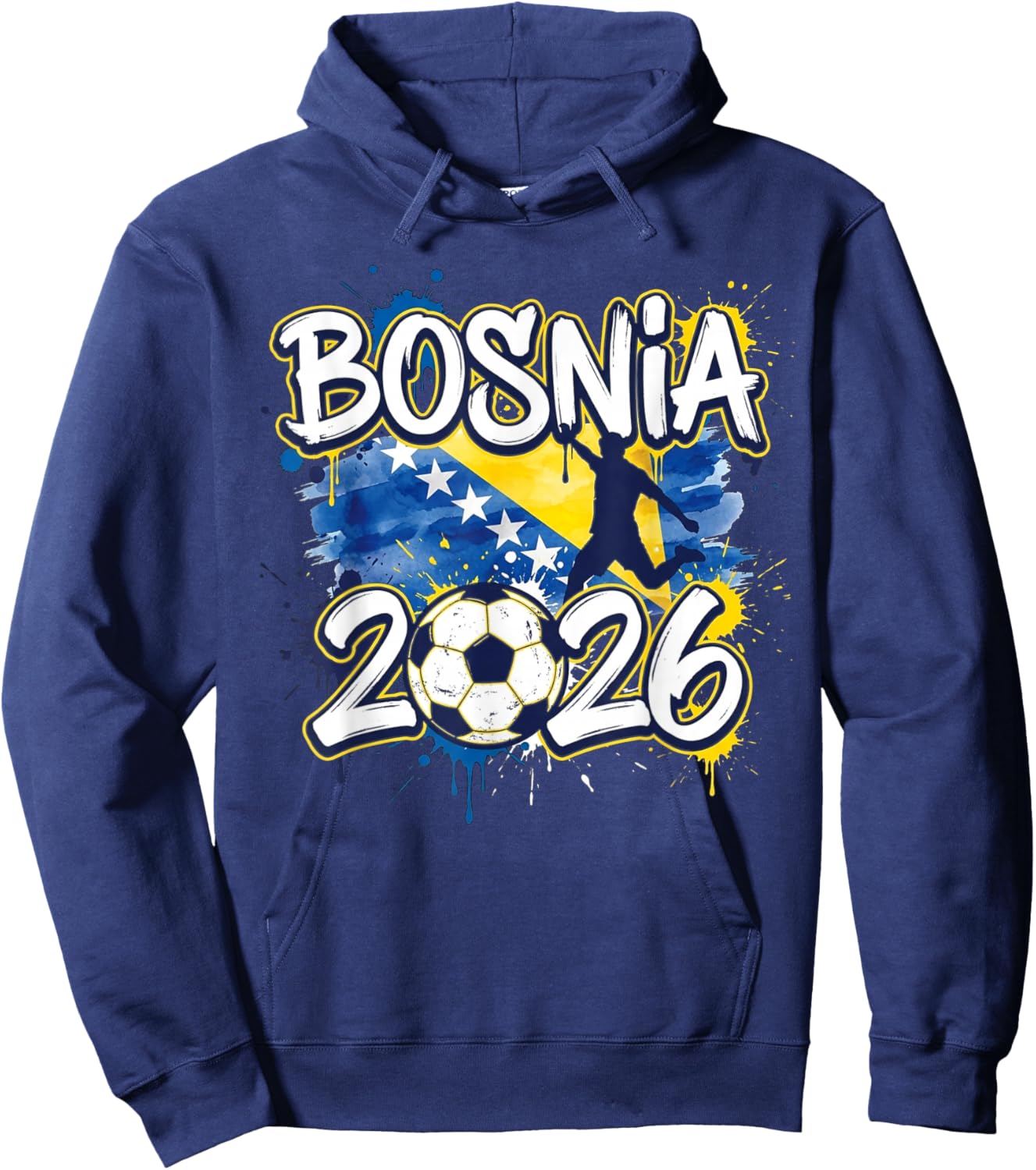 Bosnia BiH 26 Fan Paint Splash Bosniak Flag Graffiti Art Hoodie - Hoodie | Navy