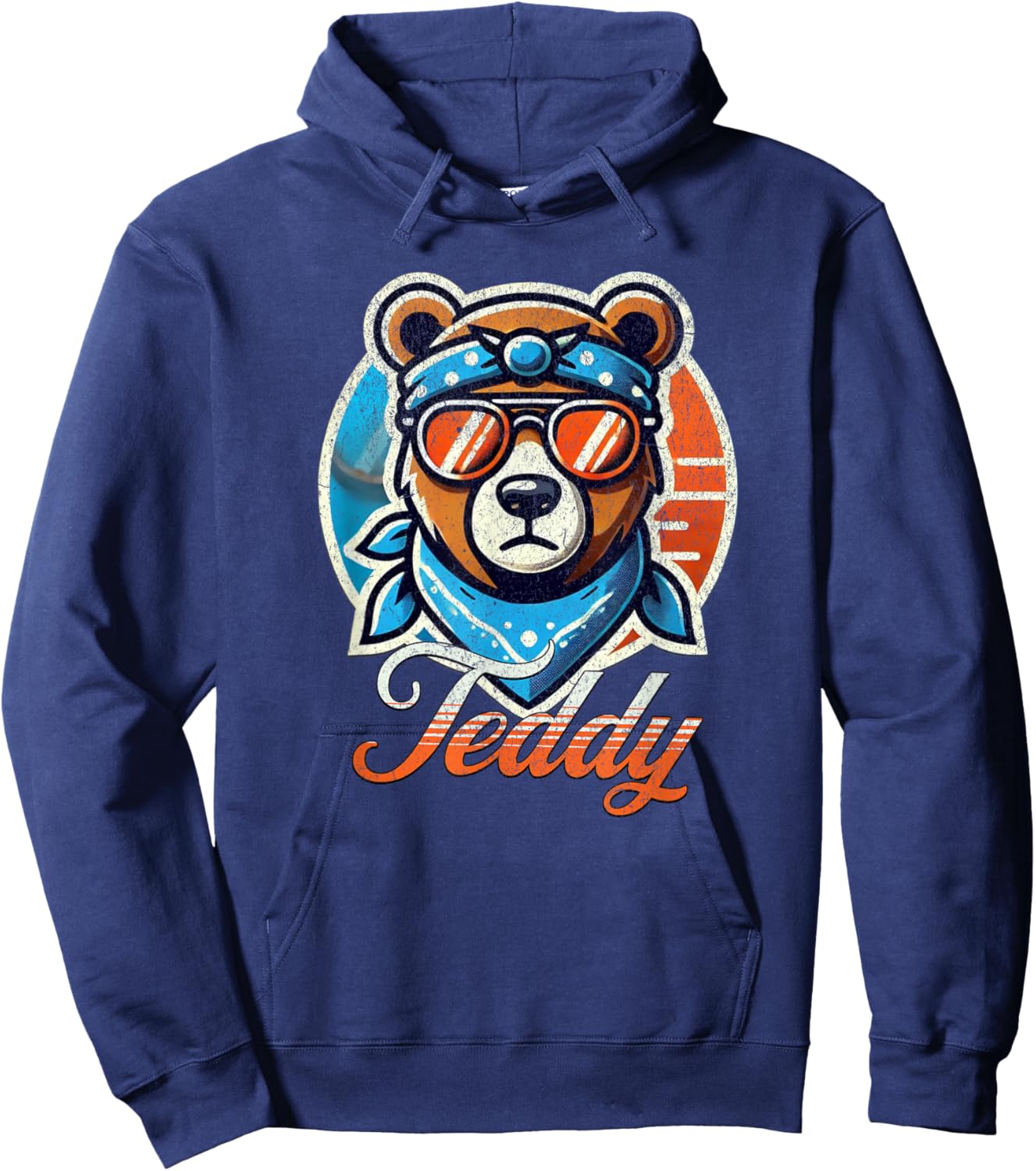 Teddy First Name T With Glasses Personalized Vintage Hoodie - Hoodie | Navy