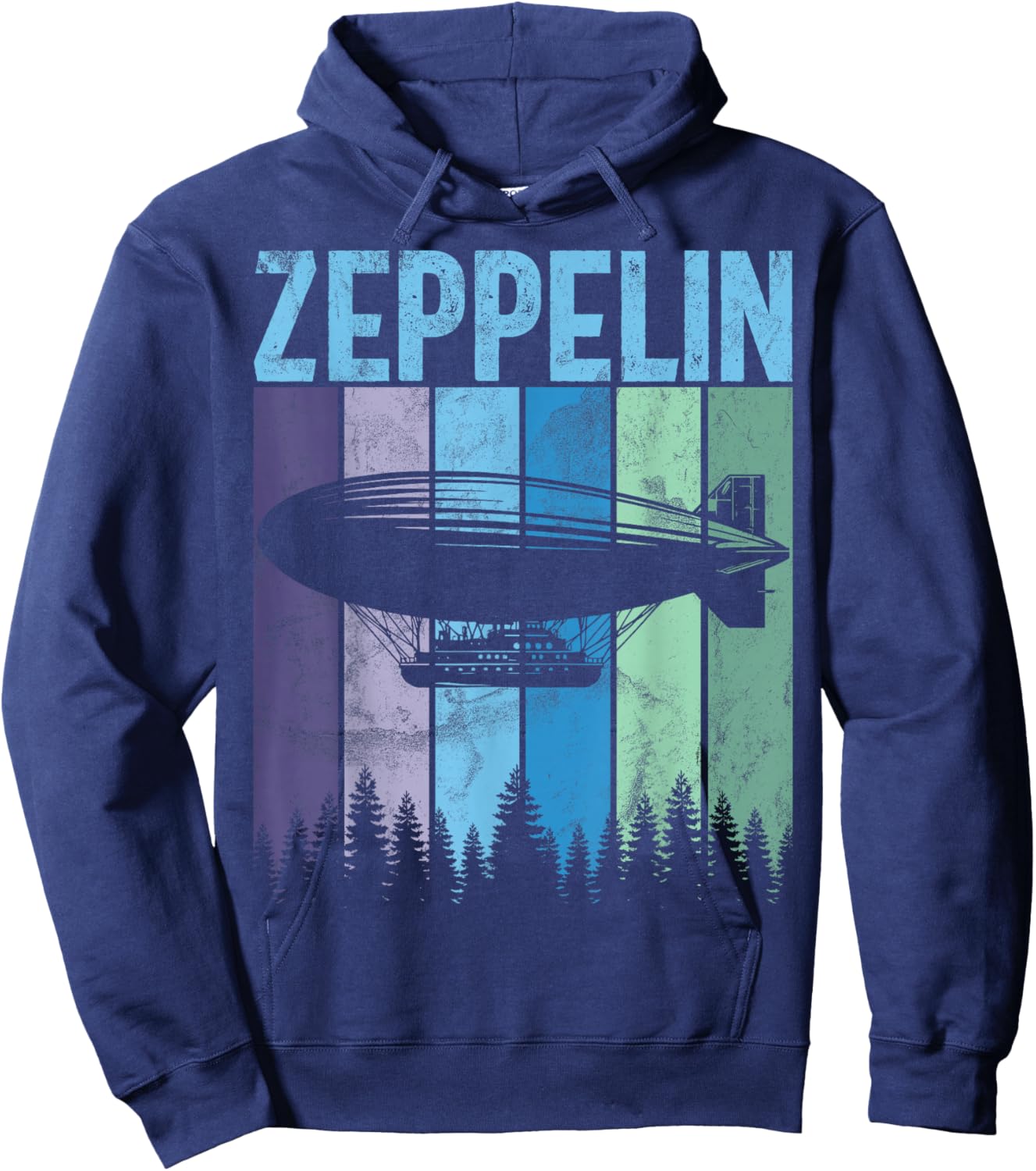 Retro Zeppelin 70s 80s Dirigible Airship Zepelin Zepplin Hoodie - Hoodie | Navy