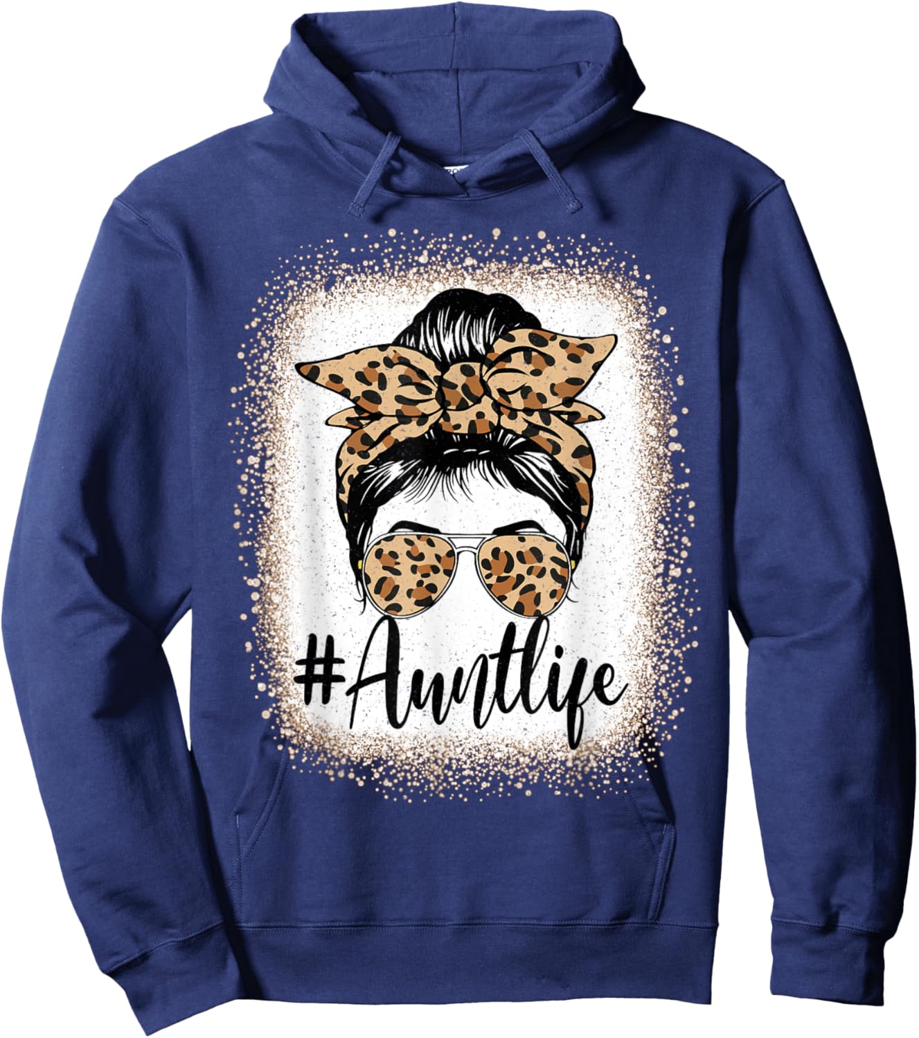 Aunt Life Women Messy Bun Aunt Baby Announcement Mothers Day Hoodie - Hoodie | Navy