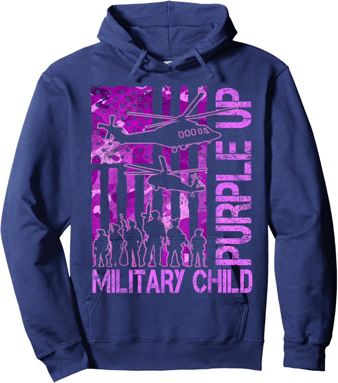Purple Up for Military Kids Military Child Month Helicopter Hoodie - Hoodie | Navy