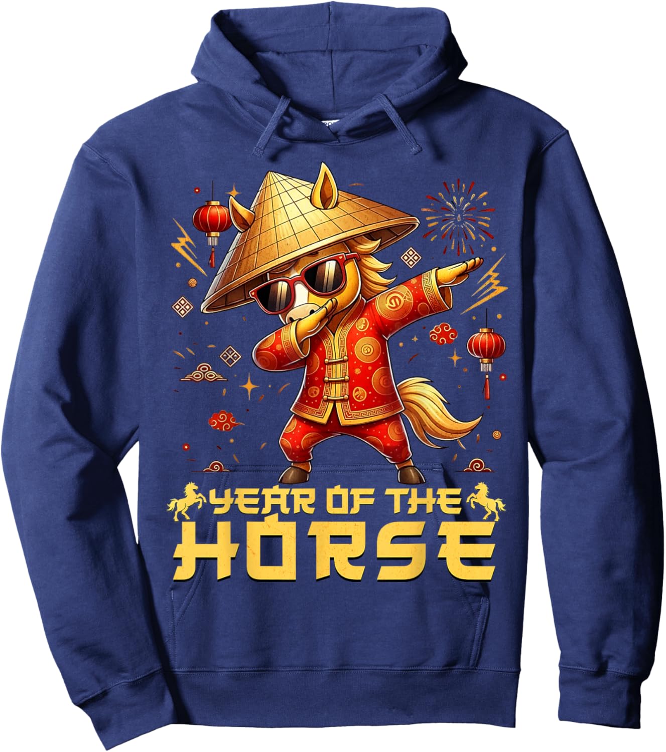 Chinese New Year 2026 Year of the Horse Happy New Year Hoodie - Hoodie | Navy