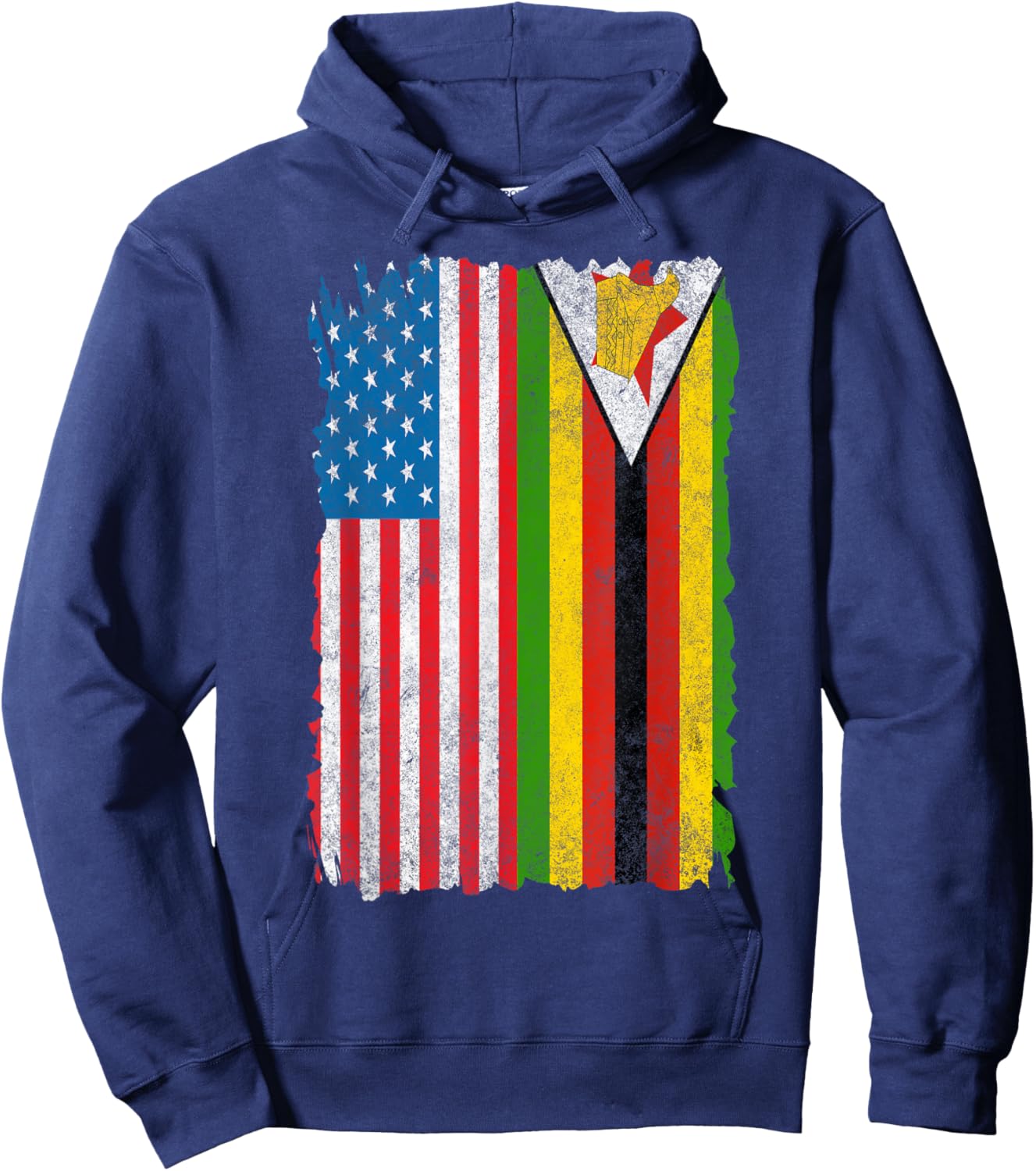 Proud Half American And Zimbabwean Zimbabwe Usa Vintage Flag Hoodie - Hoodie | Navy