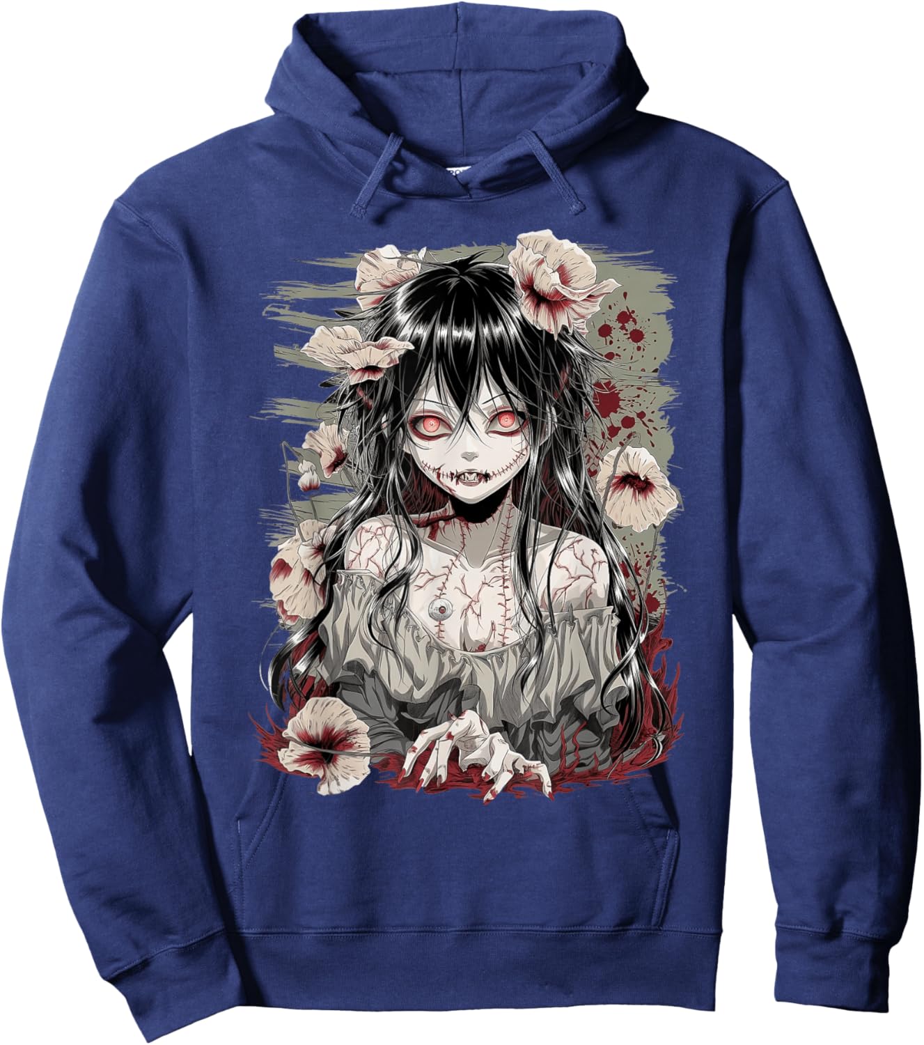 Horror Anime Girl Manga Creepy Japanese Kawaii Aesthetic Hoodie - Hoodie | Navy