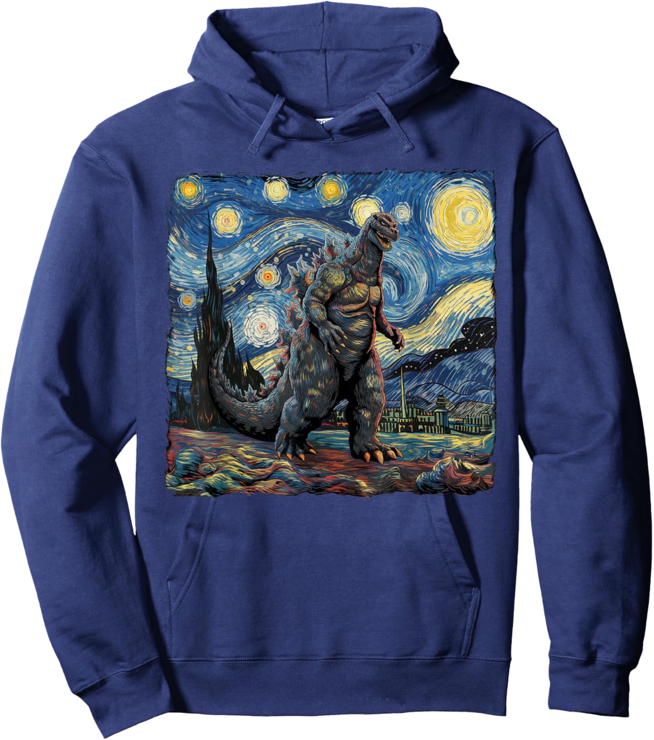 Kaiju Japanese Monster Van Gogh Starry Night Hoodie - Hoodie | Navy