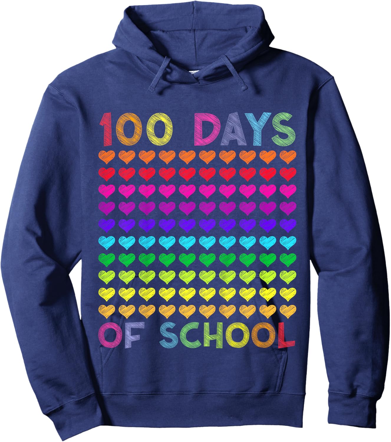 Cute 100 Days of School and Still Loving it Hearts 100th Day Hoodie - Hoodie | Navy