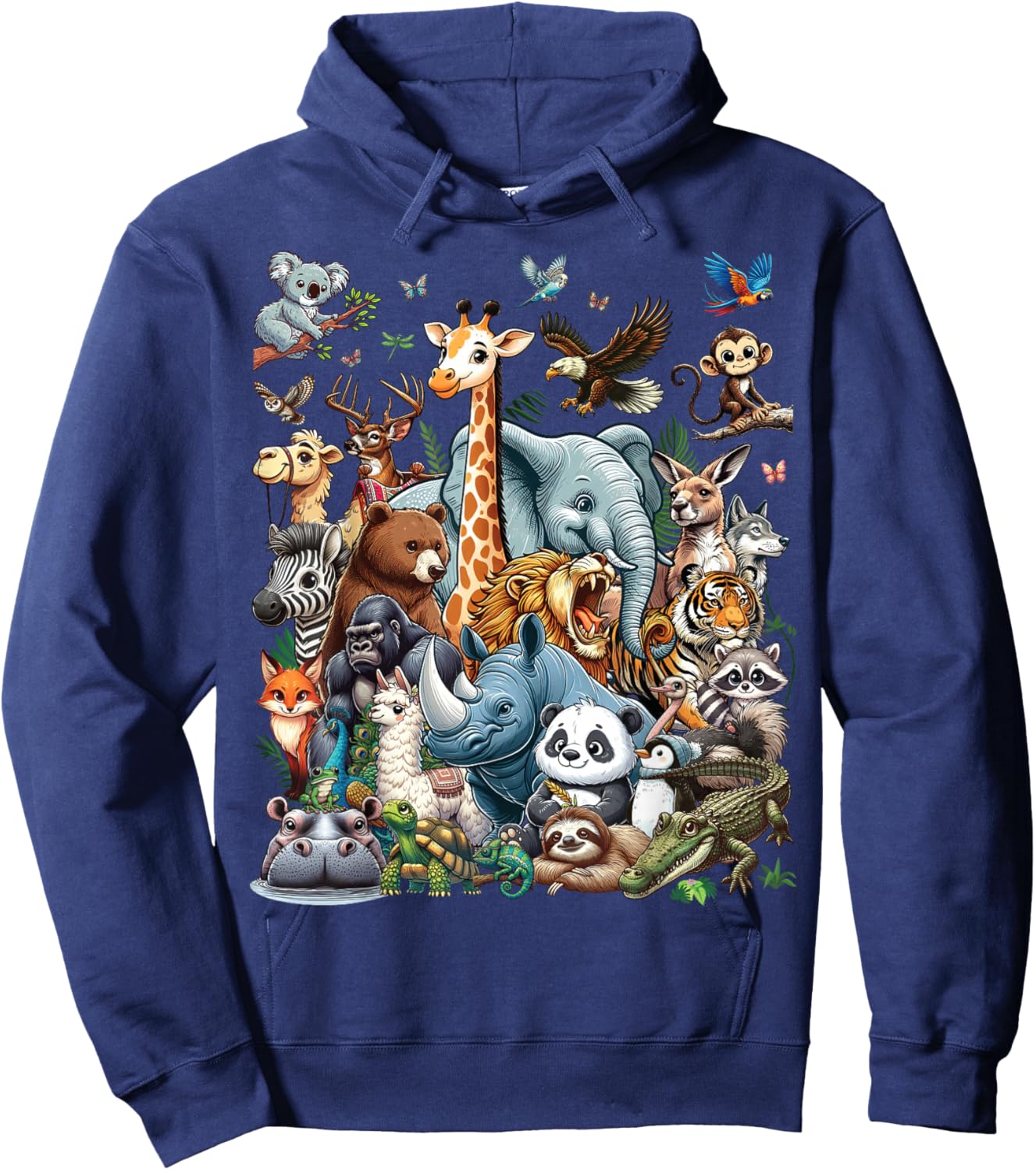Zoo Animals Wildlife Safari Jungle Zoo Birthday Party Hoodie - Hoodie | Navy