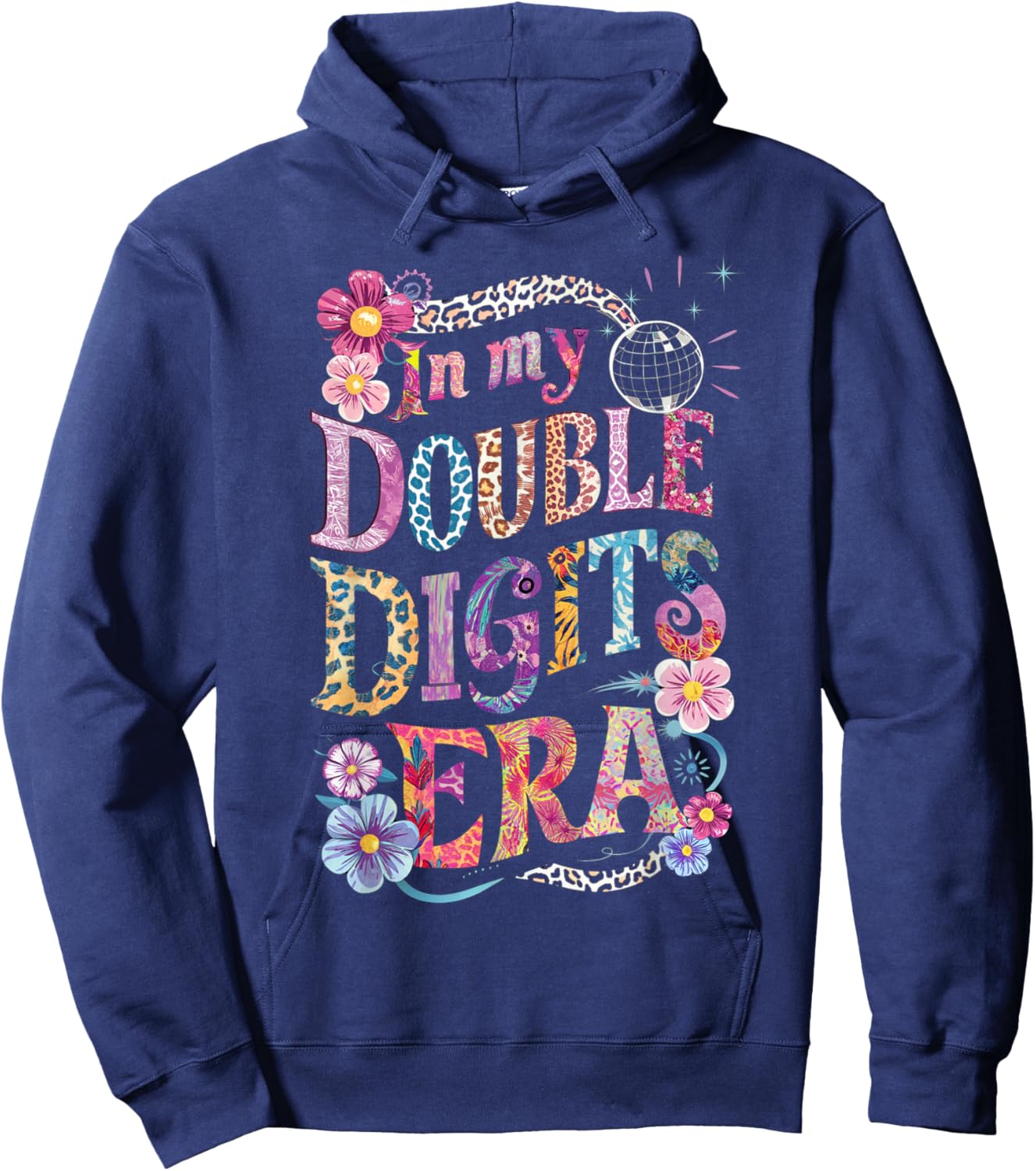 10th Birthday Girl In My Double Digits Era Retro 10 Year Old Hoodie - Hoodie | Navy