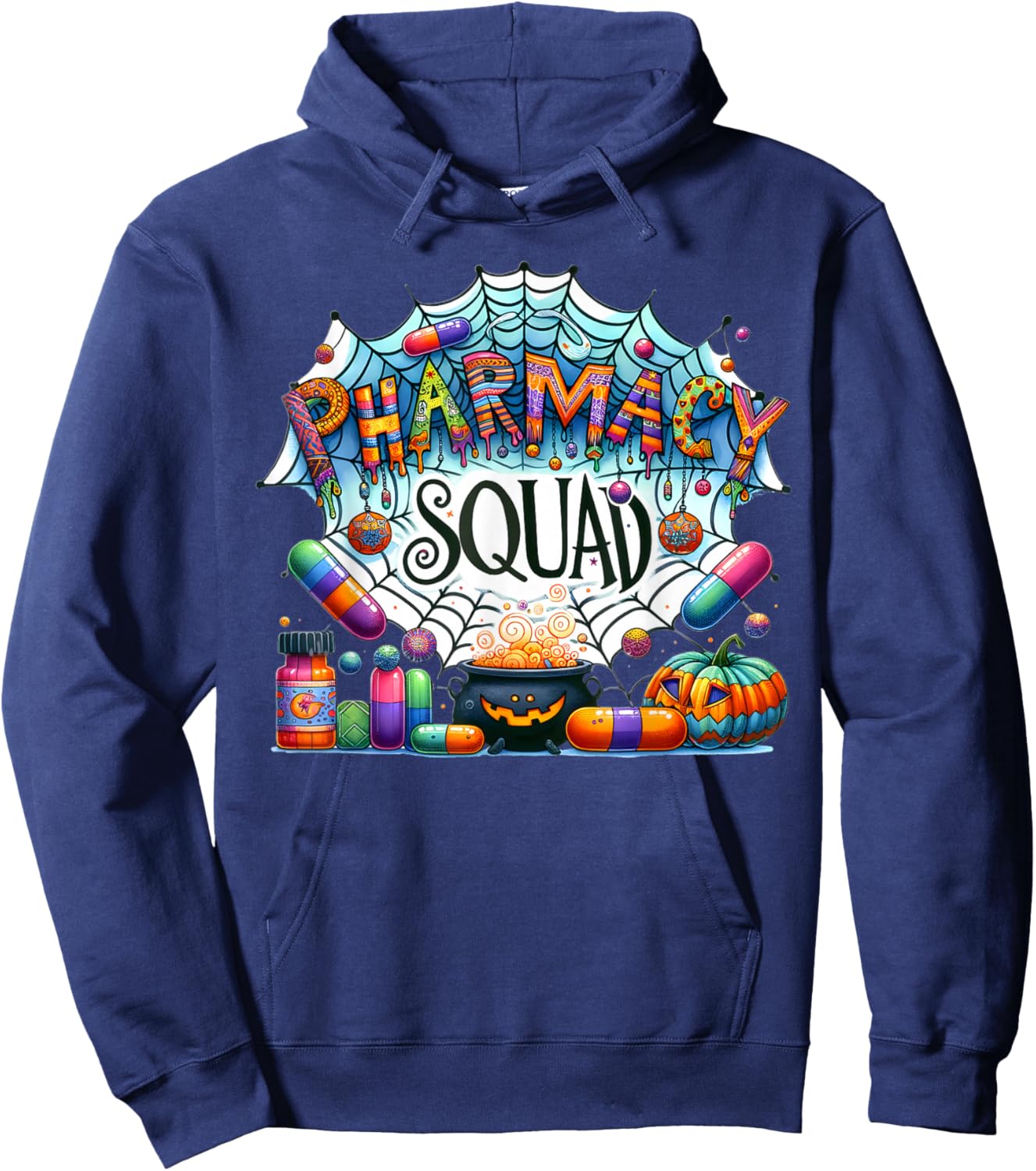 Funny Pharmacy Squad Technician Pumpkin Halloween Hoodie - Hoodie | Navy