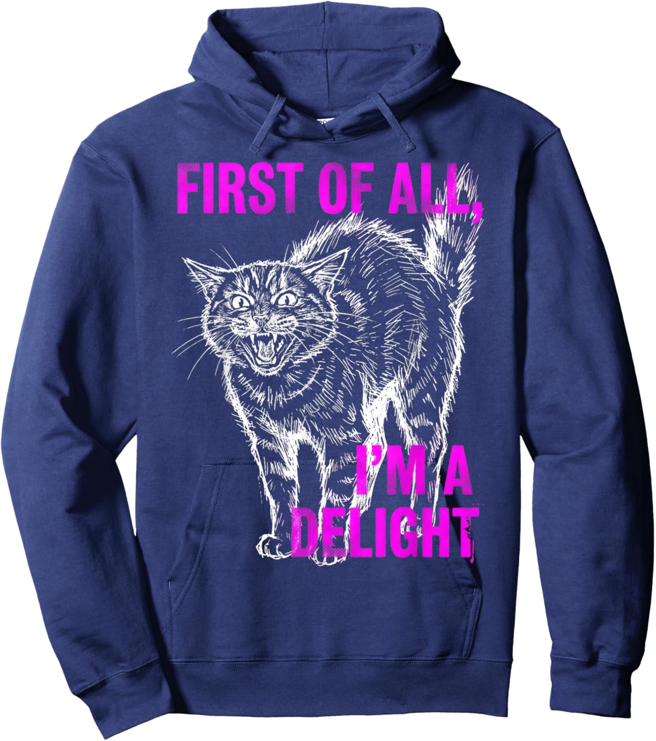 First of All I'm a Delight Roaring Black cat Hoodie - Hoodie | Navy