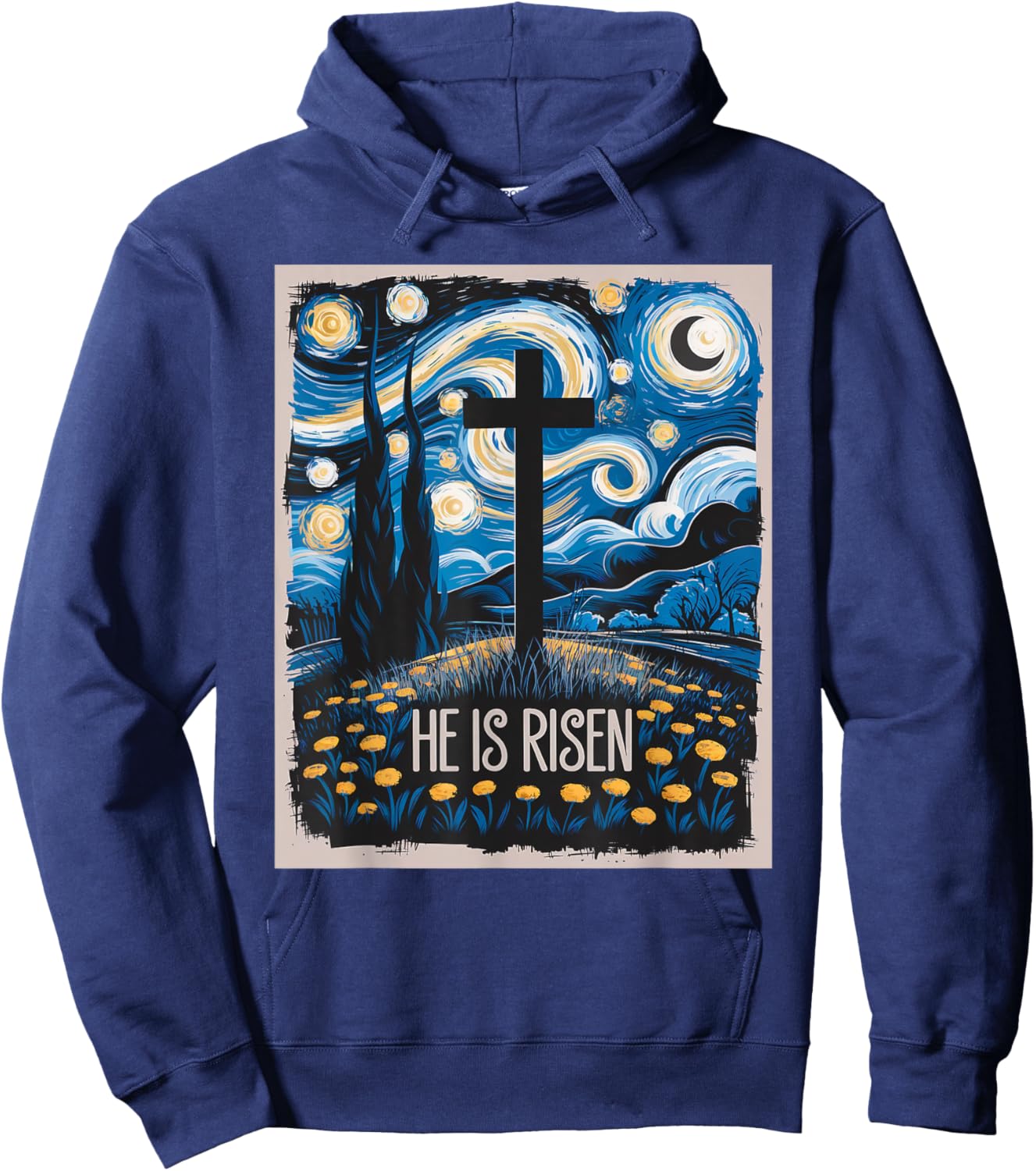 Starry Night Jesus Art Spiritual Christian Faith Easter Hoodie - Hoodie | Navy