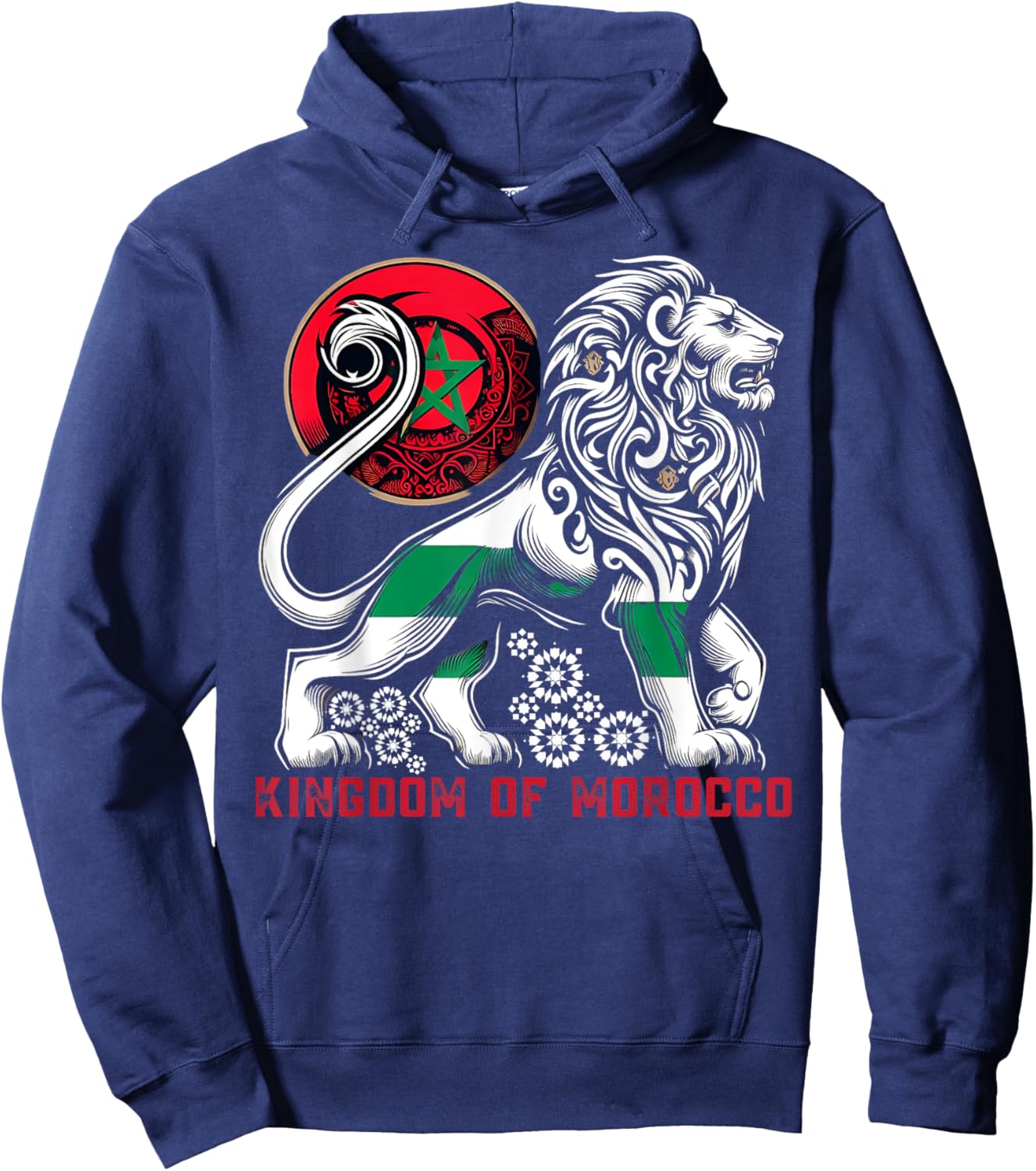 Majestic Moroccan Lion Design with Kingdom Emblem, maroc Hoodie - Hoodie | Navy