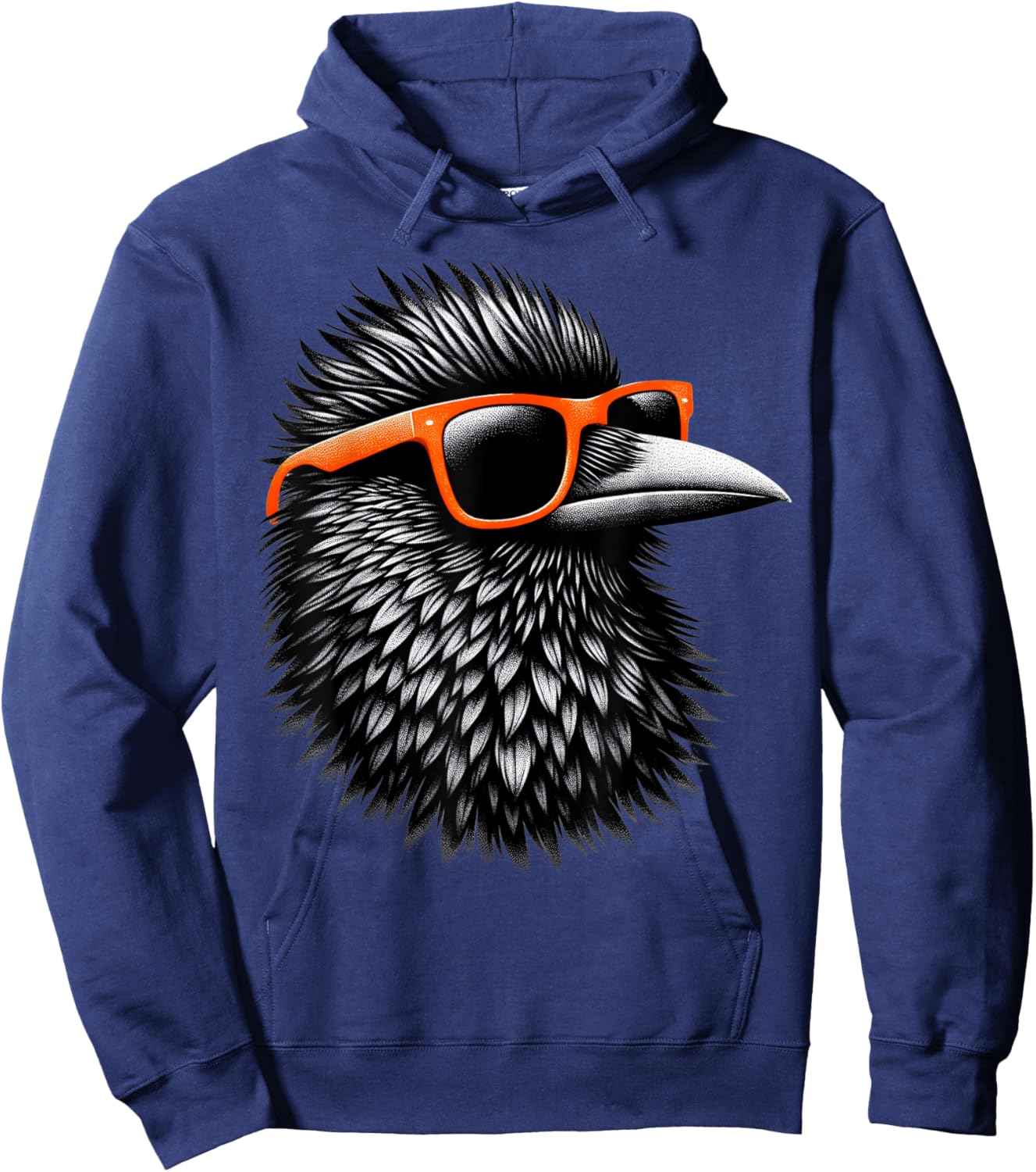 Cool Grackle Bird Wearing Sunglasses Graphic Art Hoodie - Hoodie | Navy