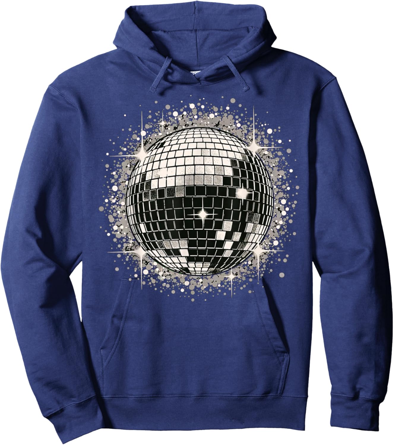 Black and White Disco Ball Retro Party Hoodie - Hoodie | Navy